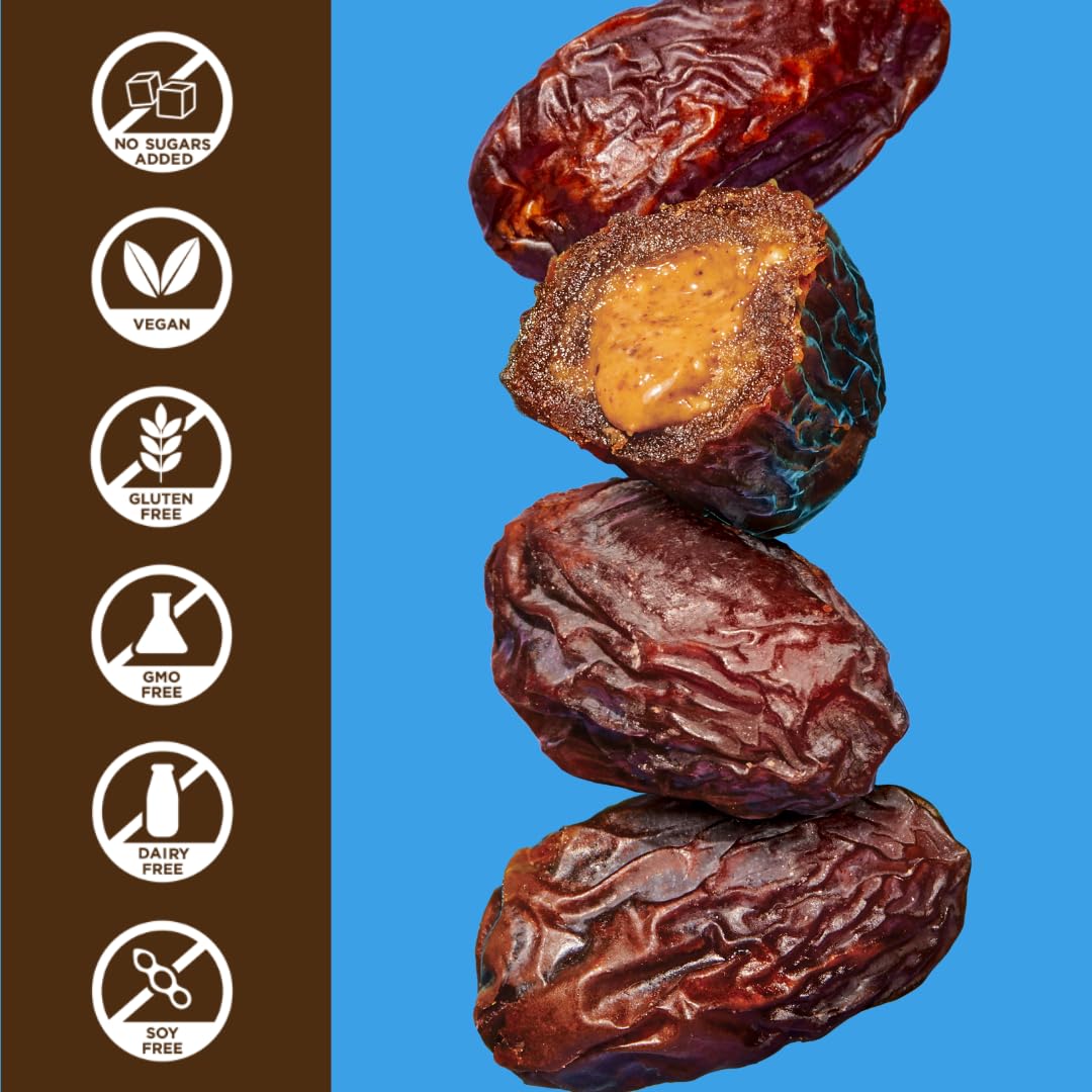 Realsy Stuffed Medjool Dates, Organic Dates with No Sugar Added, Gluten-Free, Vegan, All-Natural Healthy Snack, Individually Wrapped (40 ct) (Peanut Butter)