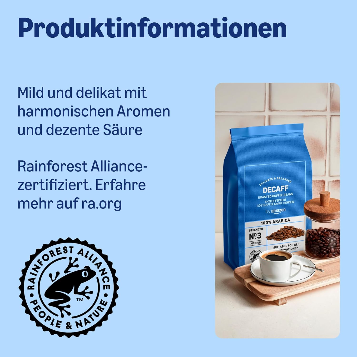 by Amazon House Blend Kaffeebohnen, Mittelgeröstet, 1 kg, Rainforest Alliance Zertifiziert