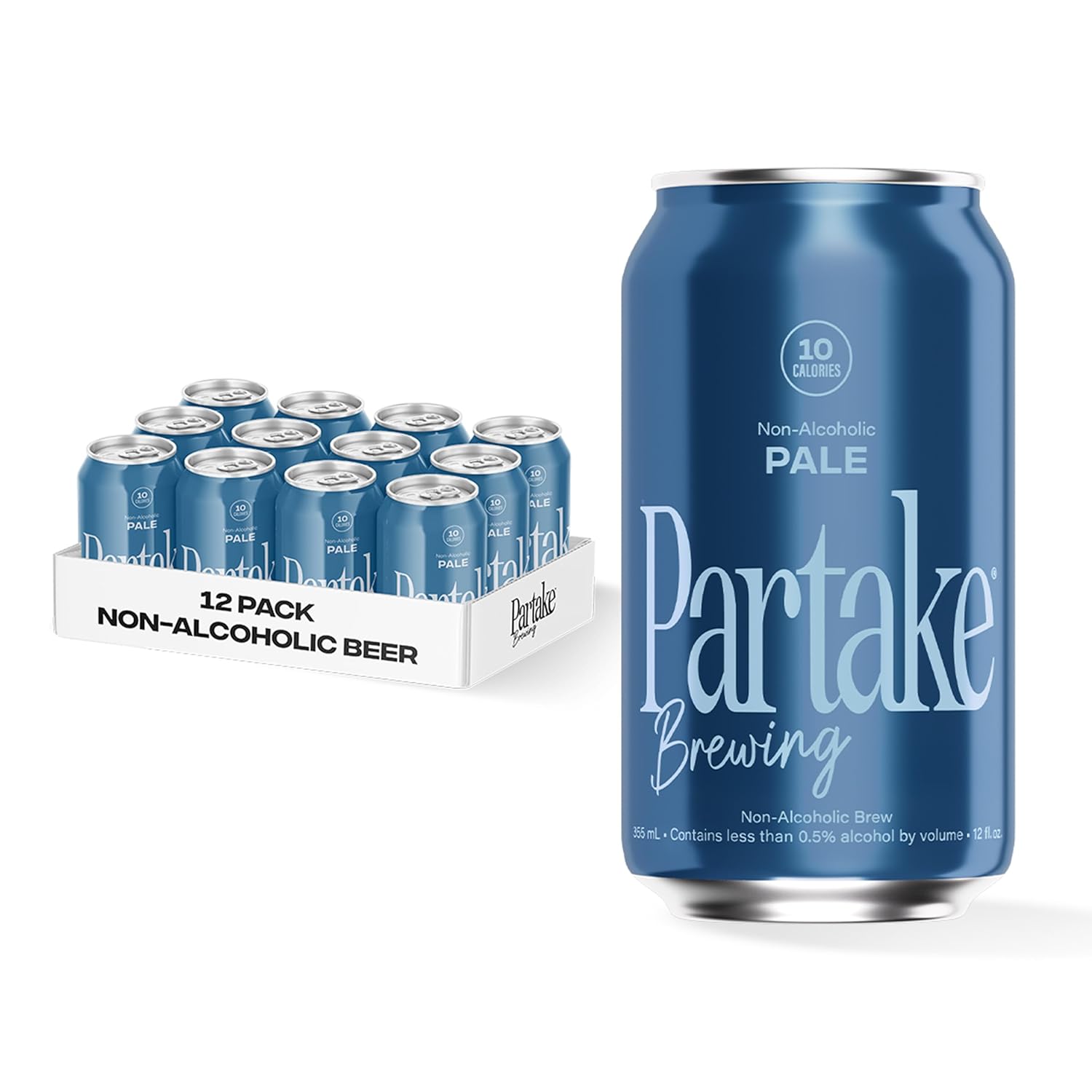 Partake Brewing Craft Non-Alcoholic Beer, IPA 12 Pack x 12 Fl Oz Cans - Low Calorie & Carb, No Sugar, All-Natural Ingredients - Award-Winning Taste, Non-Alcoholic Beer Without the Empty Calories