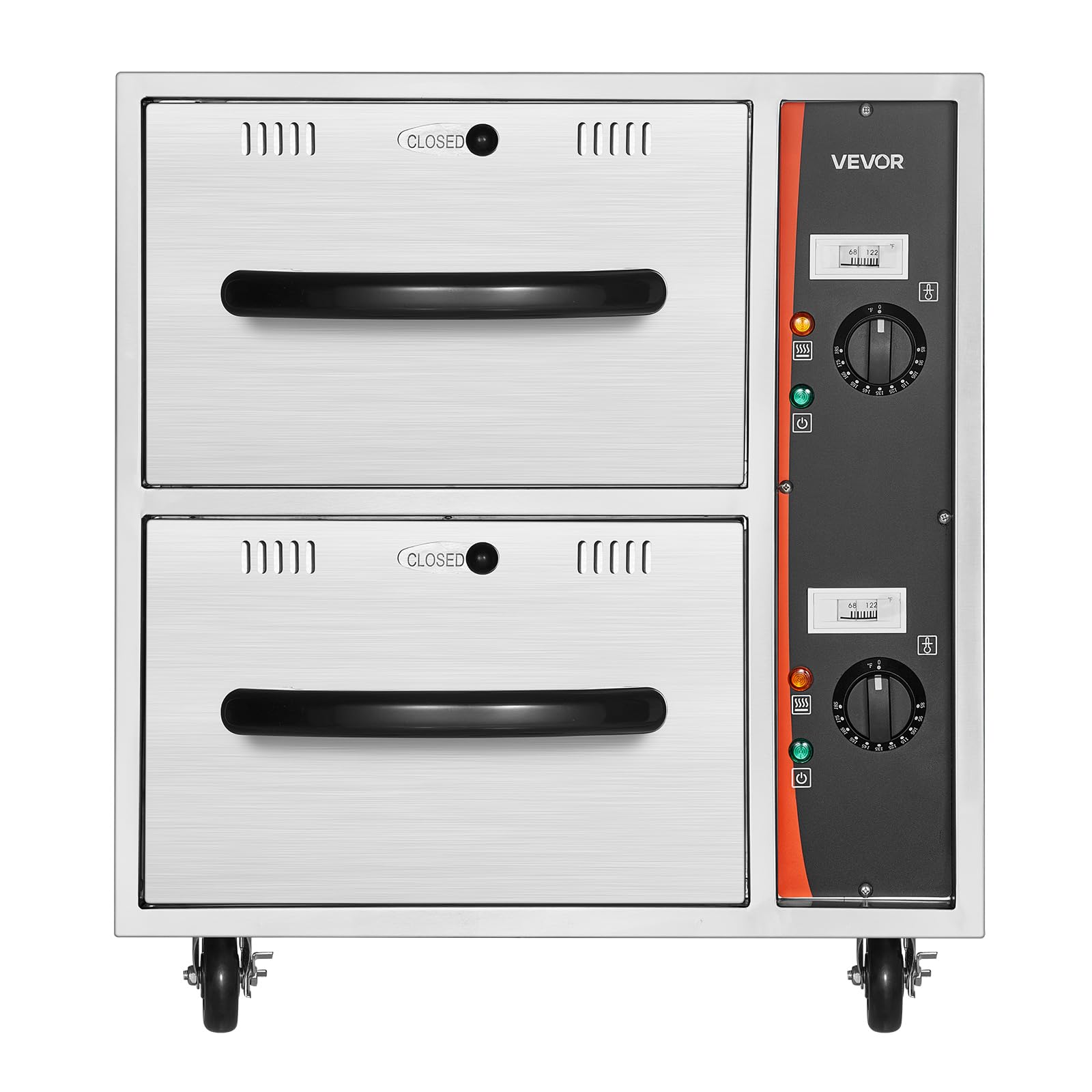 VEVOR Commercial Electric Drawer Warmer, Single-Drawer Stainless Steel Food Warmer, Freestanding Slim Warming Drawer Cabinet, 85°F–185°F Wide Temperature Range, for Restaurant, Hotel, Bakery & Kitchen