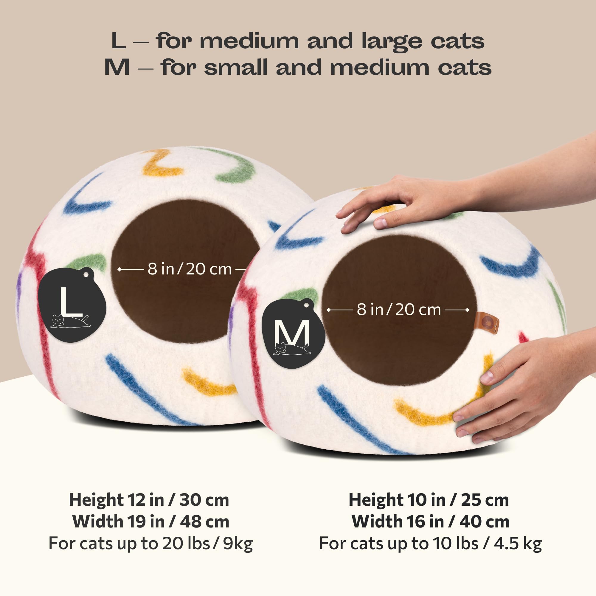 MEOWFIA Katzenbett aus Merinowolle – Handgefilztes, Umweltfreundliches Katzenbett für Katzen & Kätzchen – Weiches Schlafbett, Warm im Winter & Kühl im Sommer, Stilvolles Design