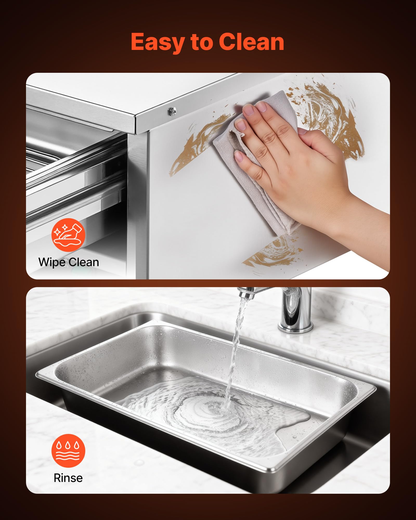 VEVOR Commercial Electric Drawer Warmer, Single-Drawer Stainless Steel Food Warmer, Freestanding Slim Warming Drawer Cabinet, 85°F–185°F Wide Temperature Range, for Restaurant, Hotel, Bakery & Kitchen