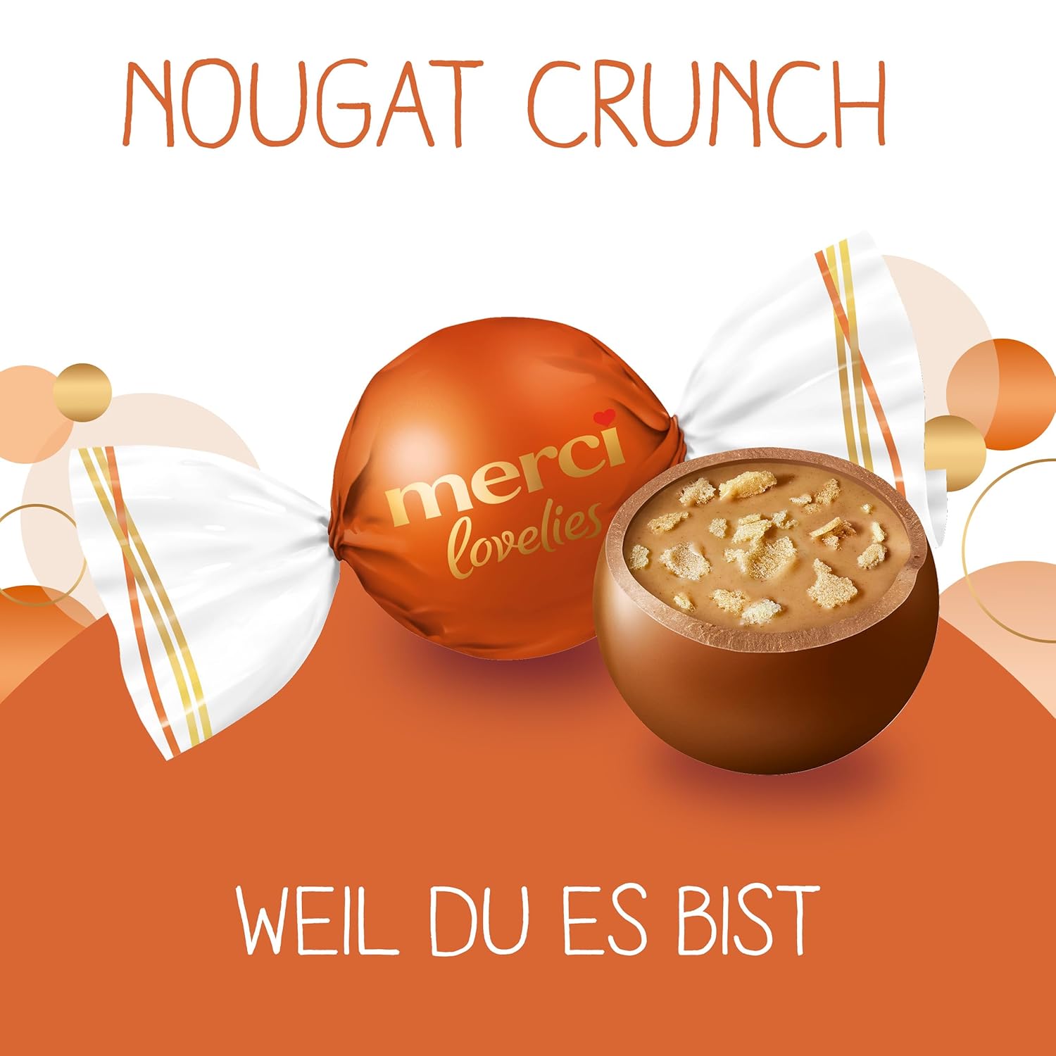 merci lovelies Classic – 1 x 185 g – Pralinen-Schachtel mit 5 gefüllten Schokoladen-Spezialitäten – Schokokugeln zum Teilen & Verschenken
