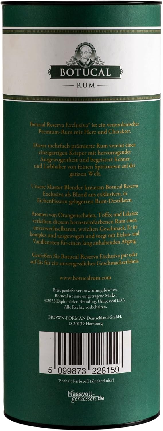 Botucal Reserva Exclusiva Rum - Geschenkempfehlung- Komplex und ausgewogen, mit einem langanhaltenden, verführerischen Abgang -0.7L/40% Vol.
