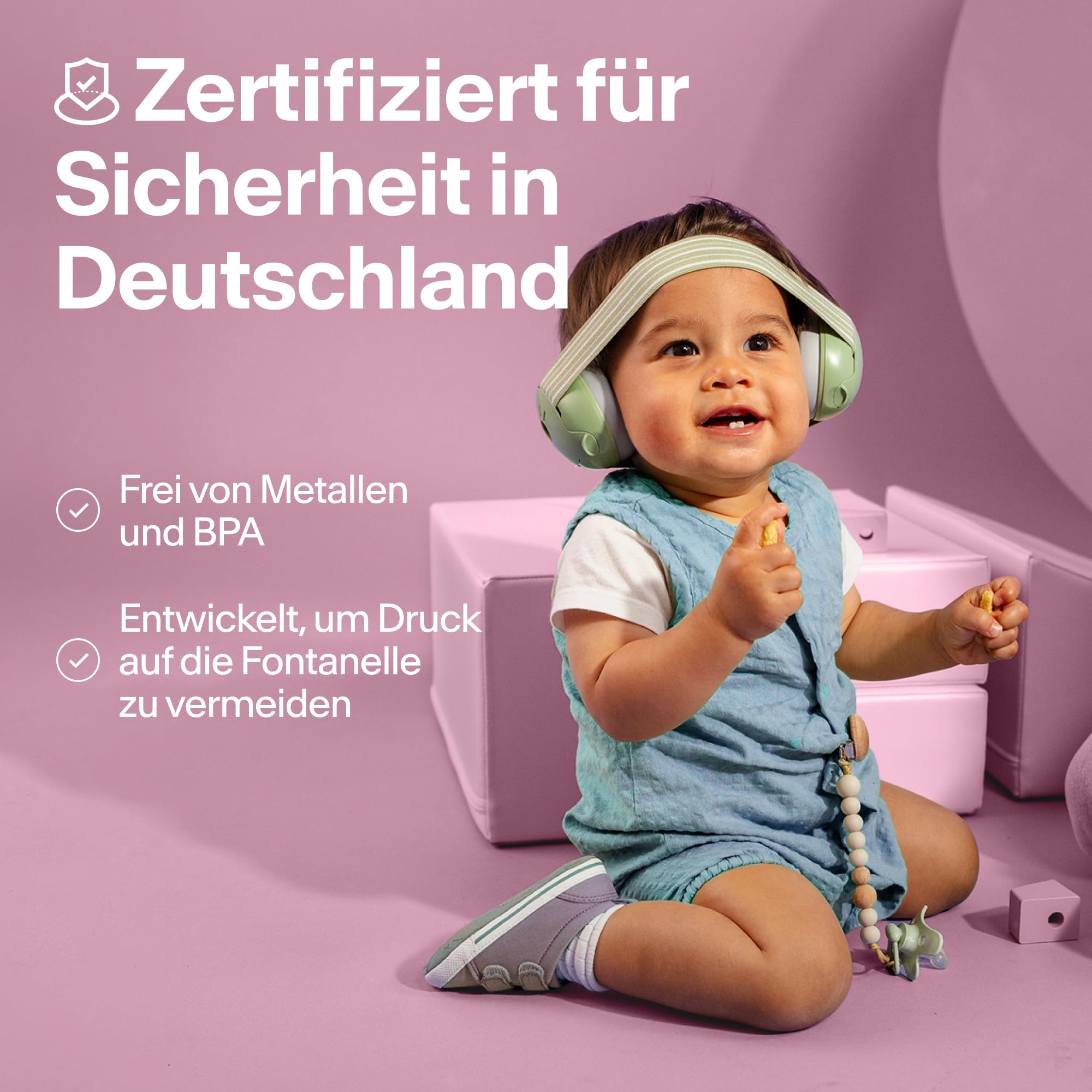 Alpine Muffy Baby Classic - Gehörschutz für Babys - Verstellbares ANTI-SLIP-Kopfband bis 48 Monate - In Deutschland auf Sicherheit getestet - Lärmschutz Kopfhörer verhindert Gehörschäden, Schwarz