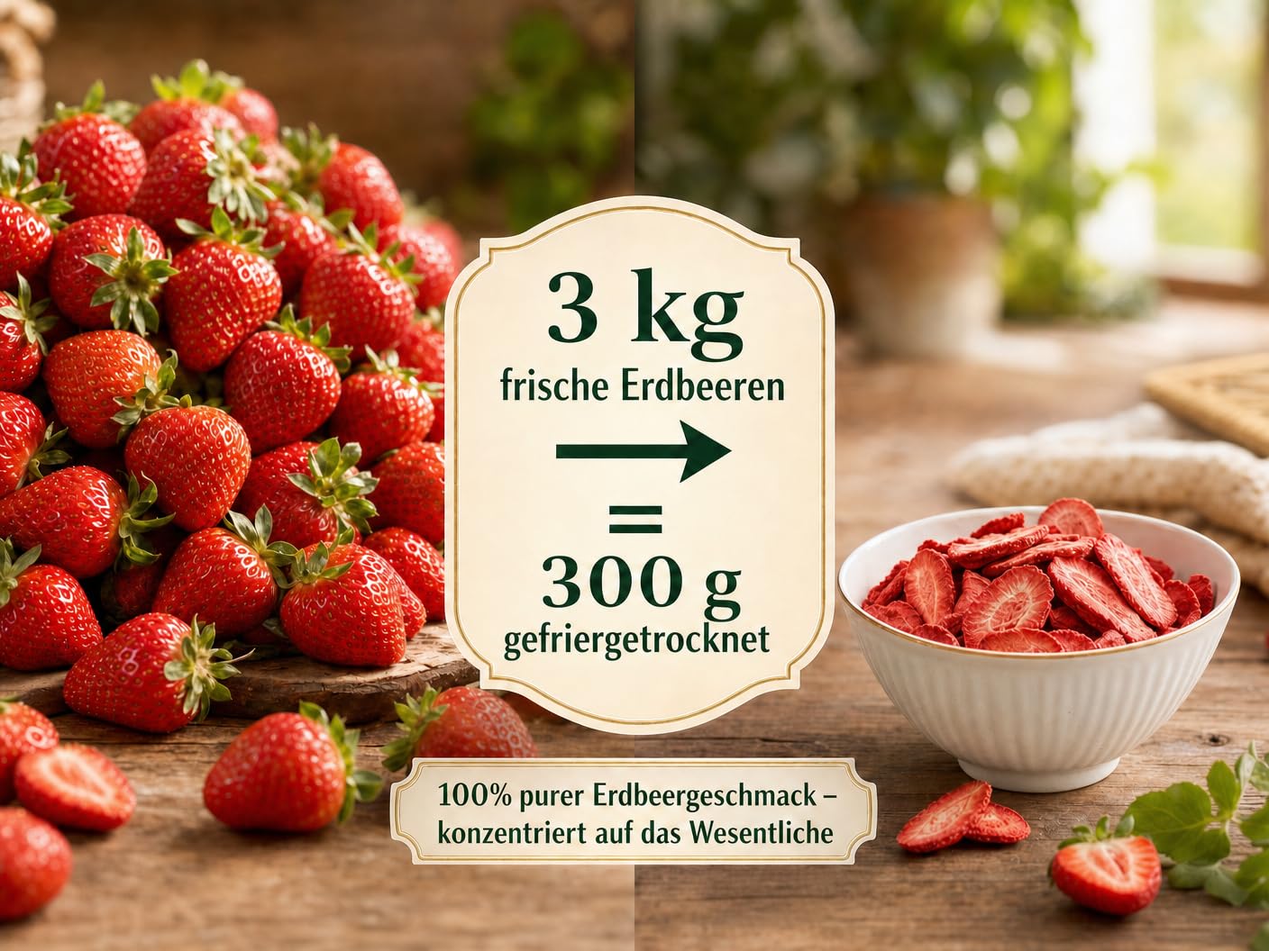 EWL Naturprodukte ERDBEEREN GEFRIERGETROCKNET 300g-leckere, schonend gefriergetrocknete Erdbeeren in Scheiben, frei von Zusatzstoffen -Deutsche Abfüllung- getrocknete Erdbeeren getrocknete Früchte