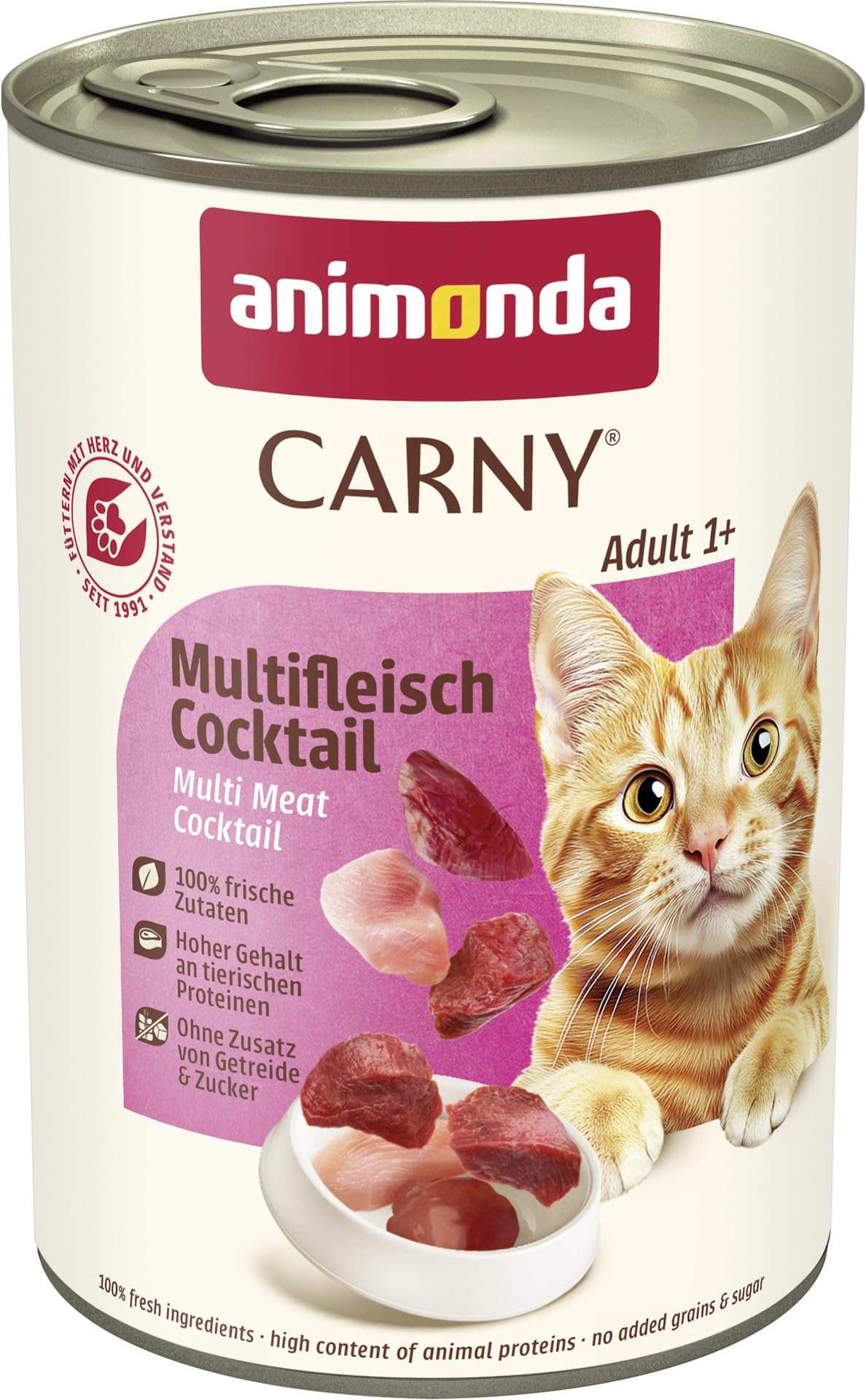 animonda Carny Adult Huhn + Lachs (6 x 400 g), Katzennassfutter für ausgewachsene Katzen, Nassfutter mit 100 % frischen, fleischlichen Zutaten, Katzenfutter ohne Getreide und Zucker