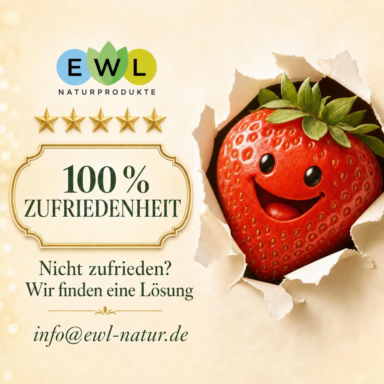 EWL Naturprodukte Erdbeeren gefriergetrocknet 400g, im bruchsicheren Eimer, gefriergetrocknete Erdbeeren in Deutschland abgefüllt, vegan und natürlich lecker
