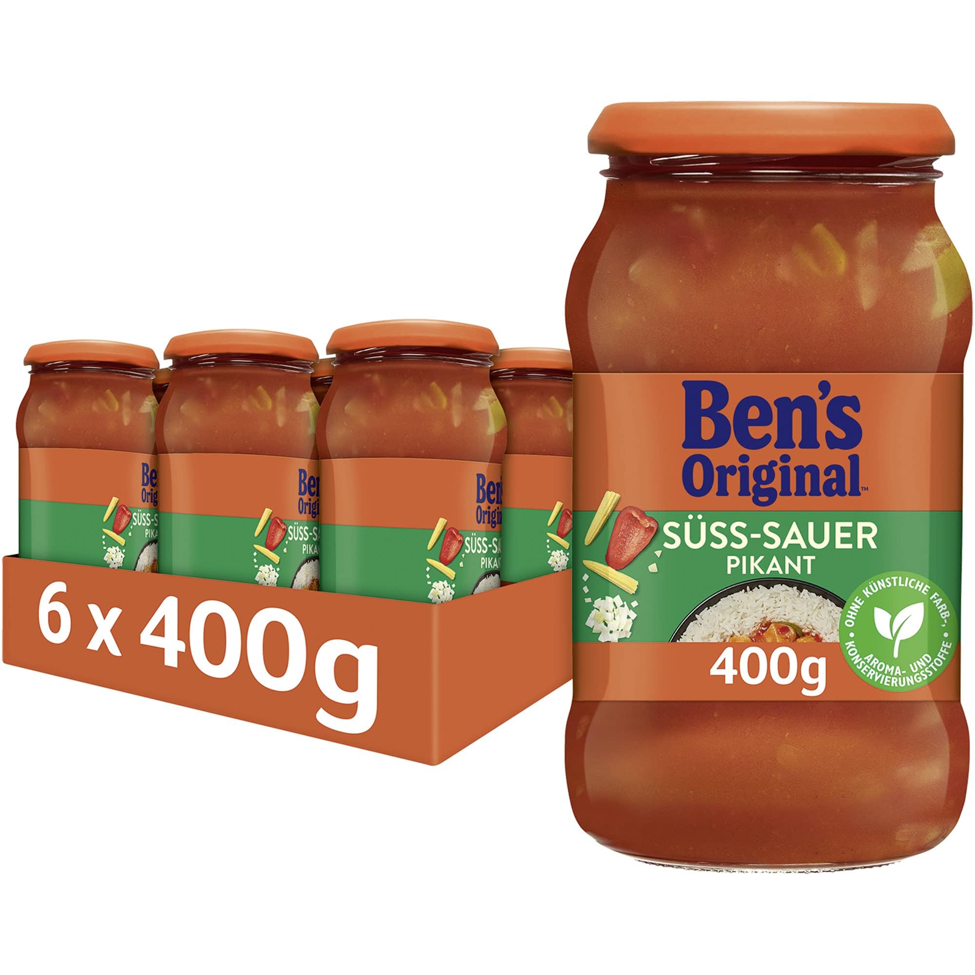 BEN’S ORIGINAL Sauce Süß-Sauer Ohne Zuckerzusatz, 6 Gläser (6 x 395 g)