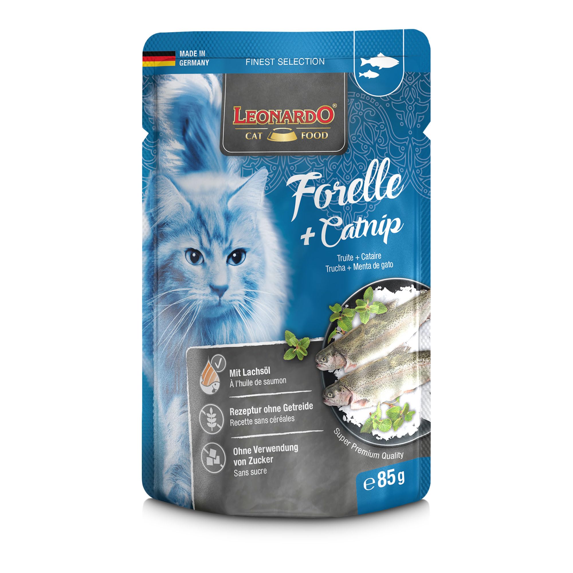 LEONARDO Frischebeutel [16x85g Kaninchen + Cranberries] | Getreidefreies Nassfutter für Katzen | Feuchtfutter Alleinfutter im Einzelportionsbeutel