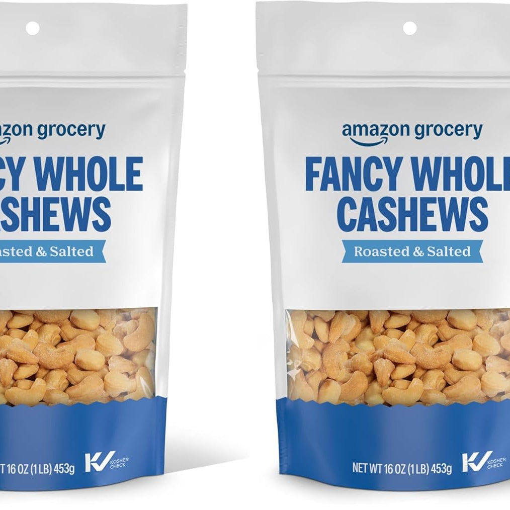 Amazon Brand - Happy Belly Fancy Whole Cashews, Roasted and Sea Salted, 44 ounce (Pack of 1)