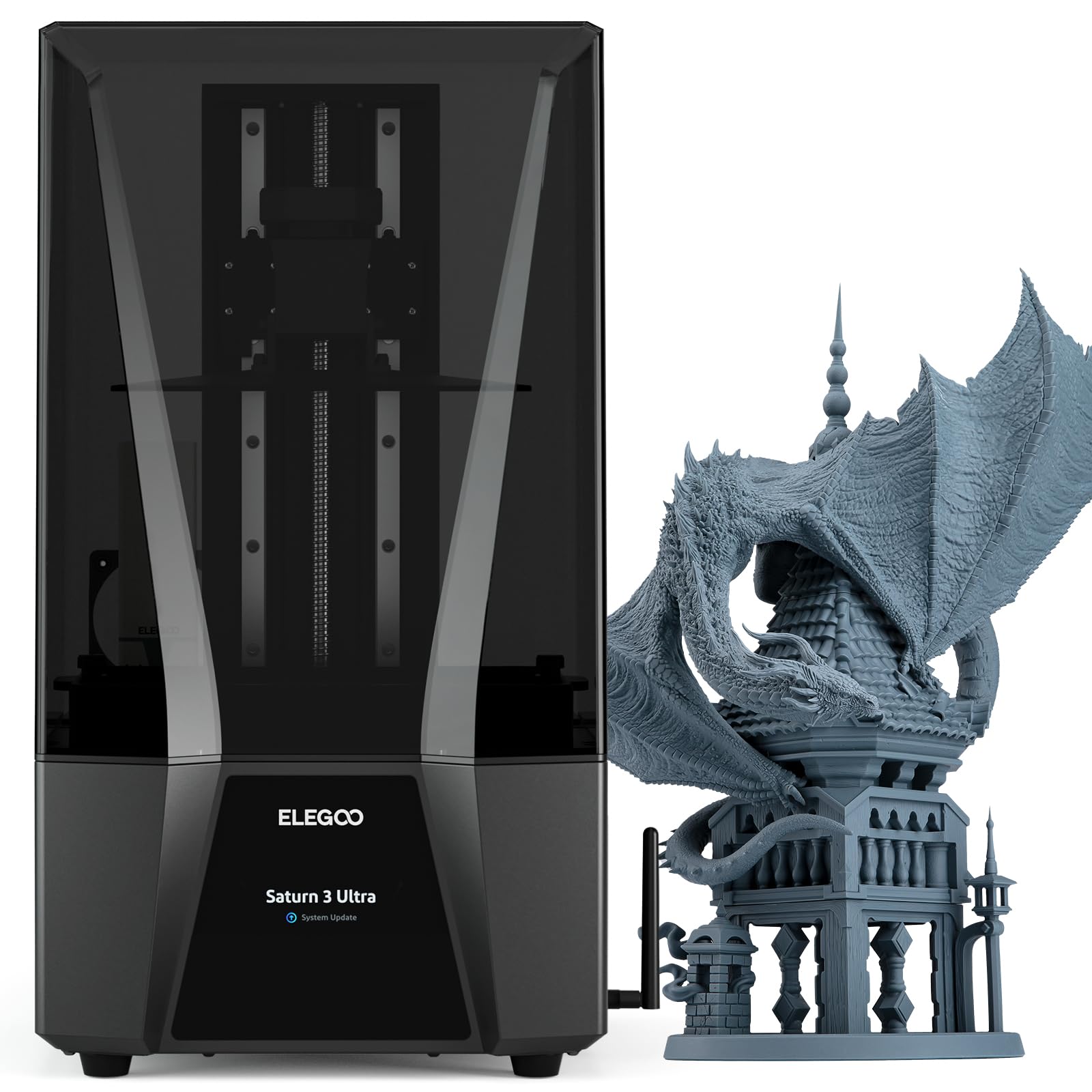 ELEGOO Saturn 4 Ultra 16K Resin 3D Printer with 10" 16K Mono LCD and Flip-up Lid, Smart Tank Heating at 30 °C, 150mm/h High Speed Printing, Large Printing Size of 8.33 × 4.66 × 8.66 Inches