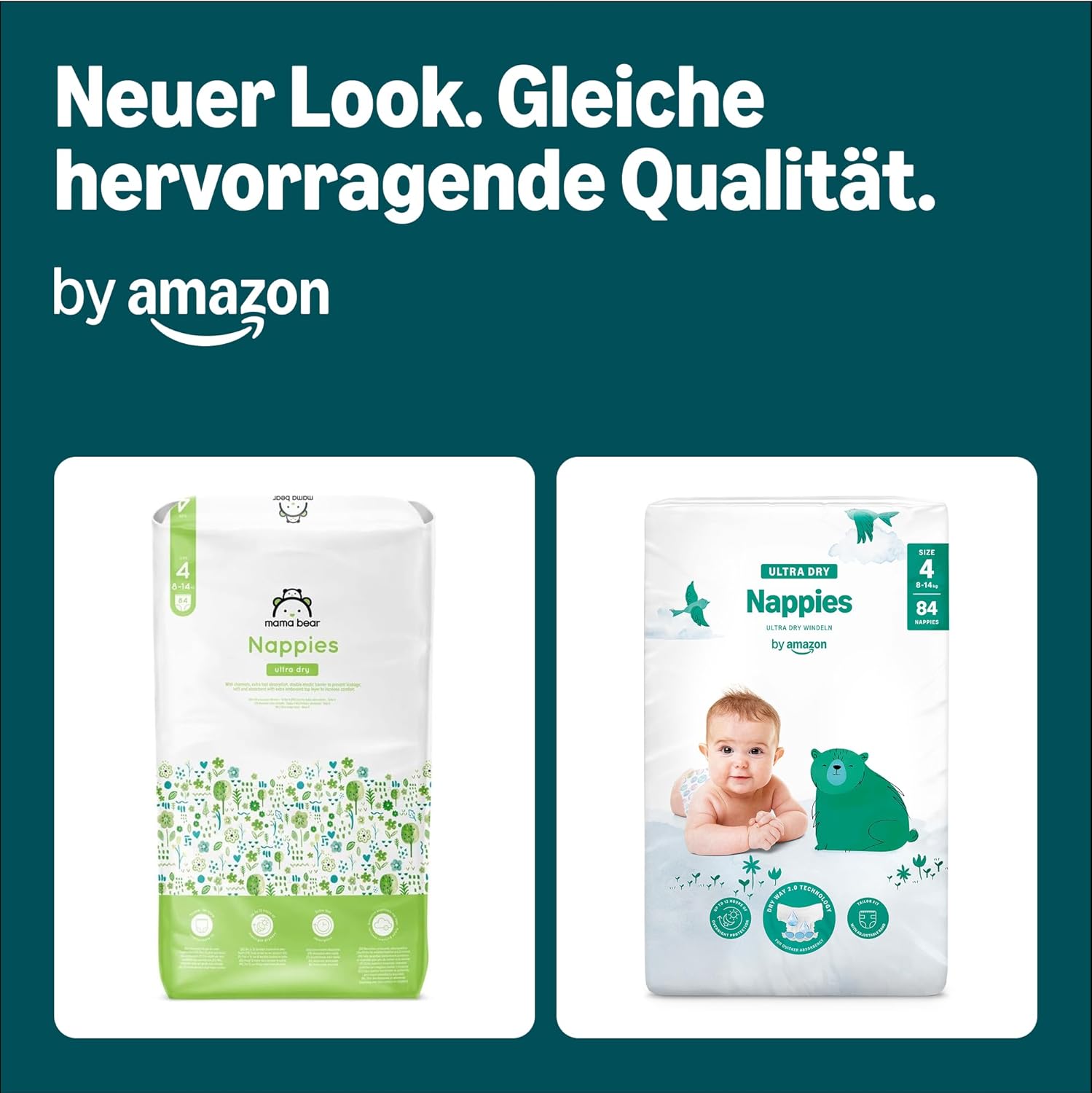 By Amazon Ultra Dry Windeln Größe 5 (10-16 kg) - MONATSBOX, Weiß, 152 Stück (2 Packungen mit 76) (Früher Unter Der Marke Mama Bear, Identisches Produkt)