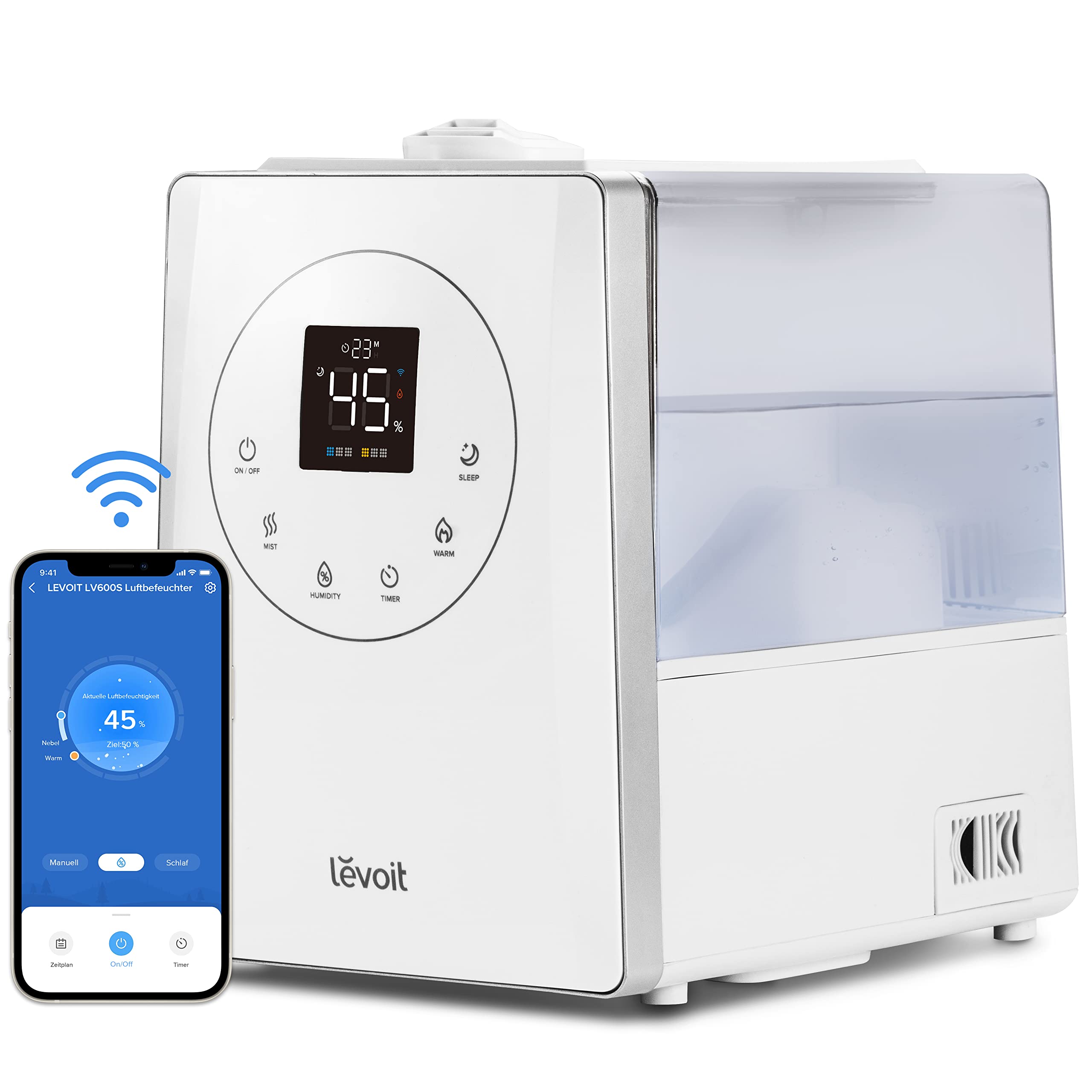 Levoit Luftbefeuchter Schlafzimmer, 23dB leise Humidifier, Top-Fill für Baby, bis 25H, Raumbefeuchter mit 360 grad Drehdüse für Kinderzimmer, Pflanzen, Auto Shut-off, 2,5 L, Weiß