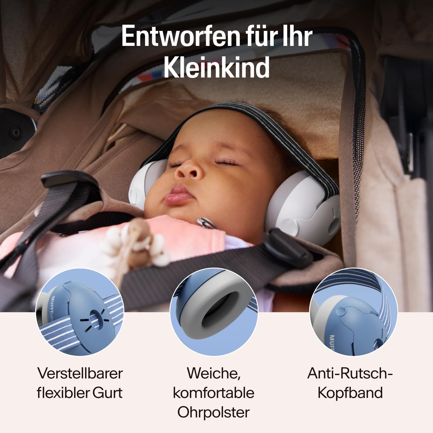 Alpine Muffy Baby Classic - Gehörschutz für Babys - Verstellbares ANTI-SLIP-Kopfband bis 48 Monate - In Deutschland auf Sicherheit getestet - Lärmschutz Kopfhörer verhindert Gehörschäden, Schwarz