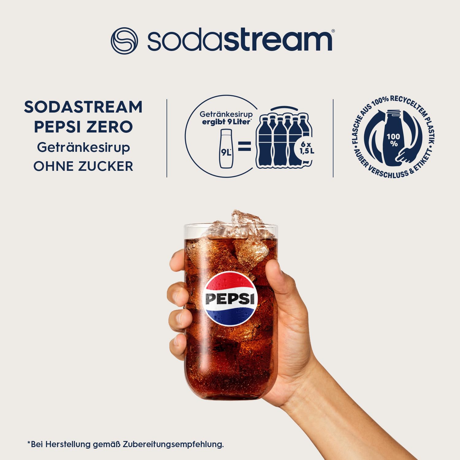 SodaStream Sirup 3x Pepsi Zero Zucker - 1x Flasche ergibt 9 Liter Fertiggetränk, Sekundenschnell zubereitet und immer frisch, 440 ml