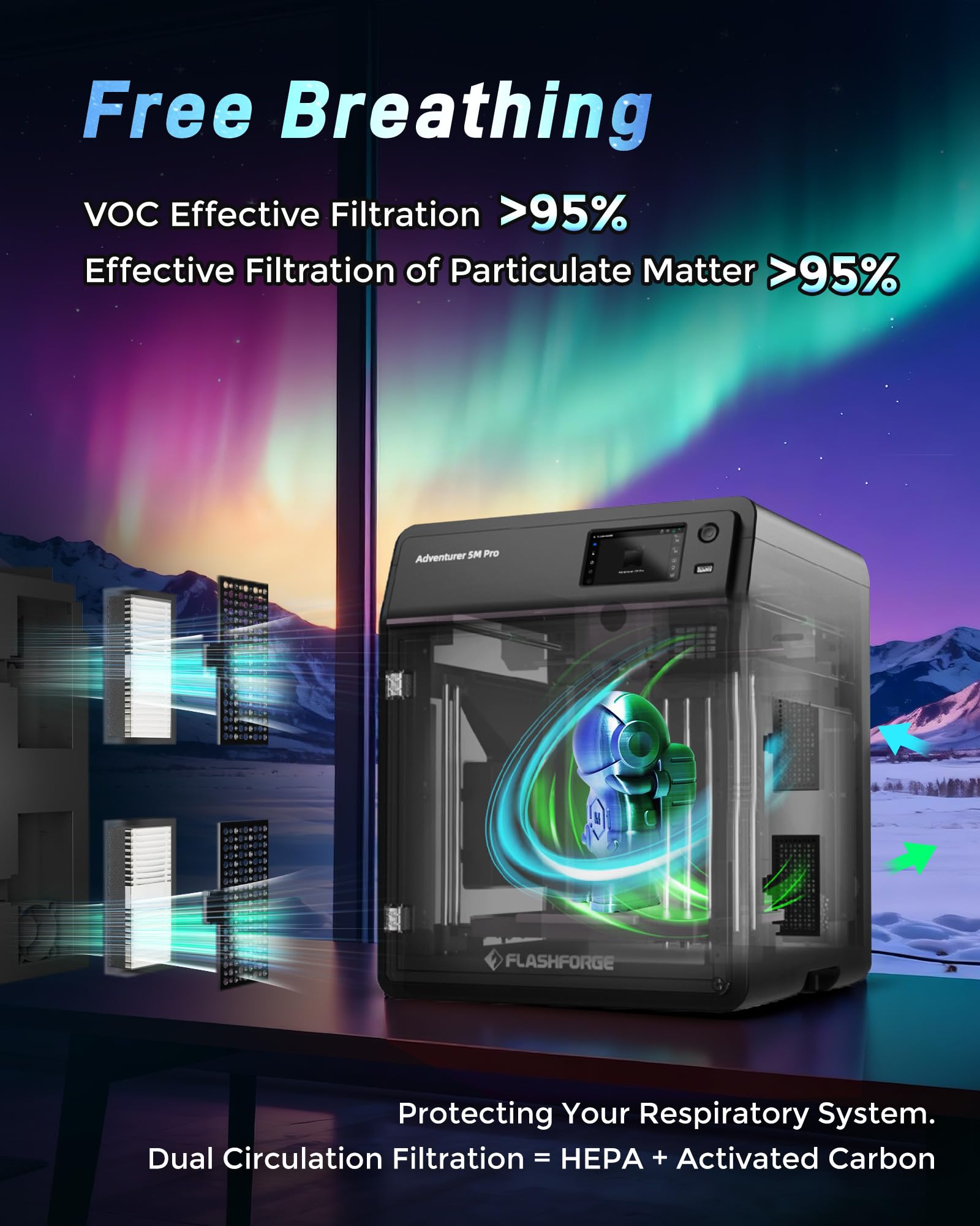 FLASHFORGE AD5X 3D Printer,Multi-Color Printing, 220x220x220mm Build Volume