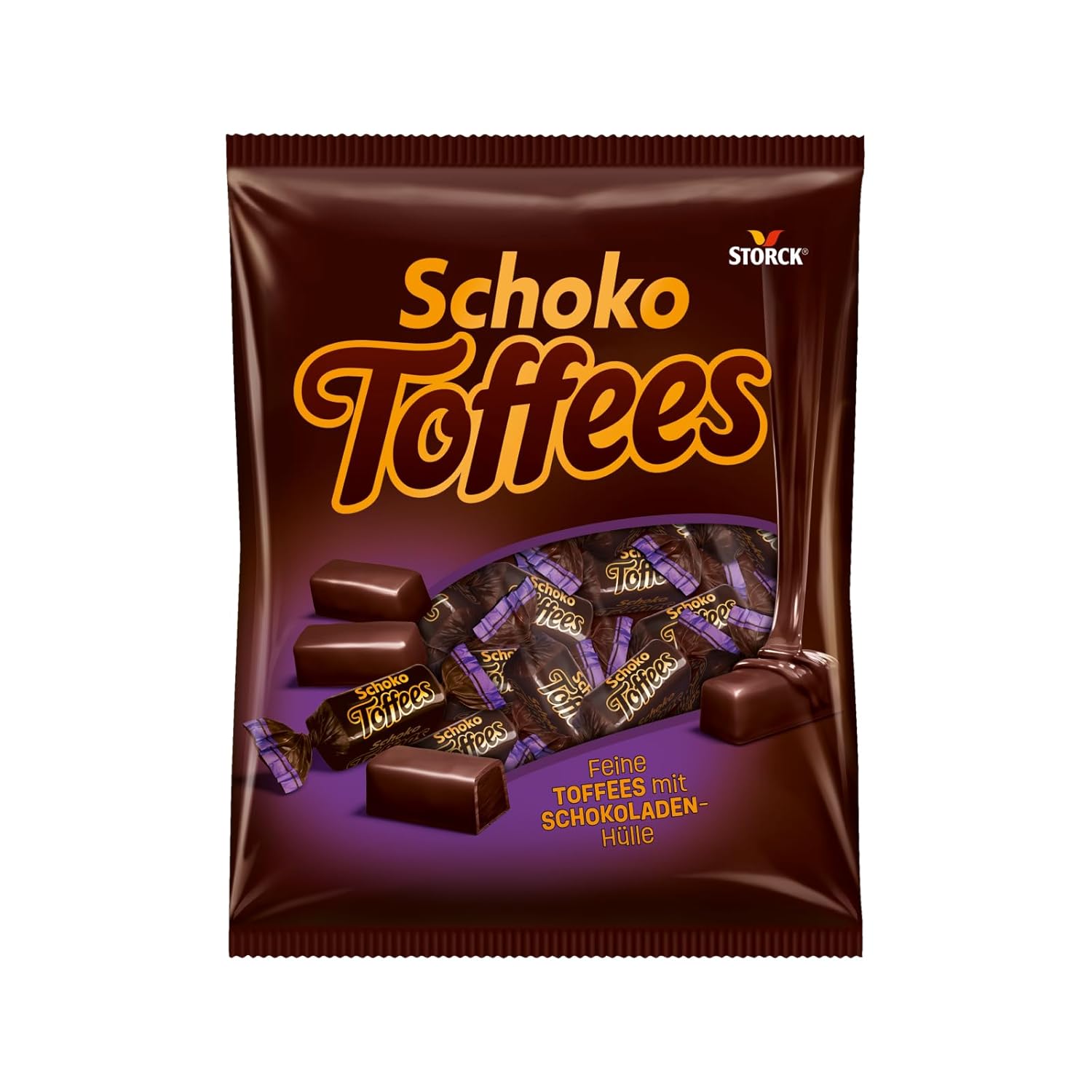 Schoko Toffees – 1 x 325 g – softe Toffee Kaubonbons mit feinherbem Schokoladenüberzug (30%) – Einzeln verpackte Süßigkeiten