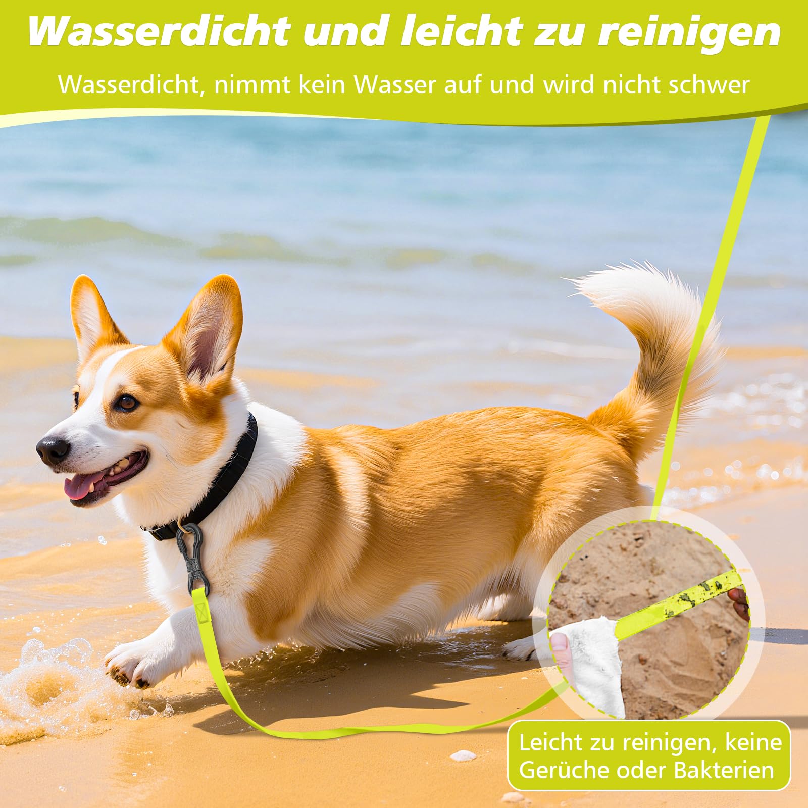 X XBEN Wasserdicht Schleppleine für Hunde,3M 5M 10M 15M 20M 30M Gummierte Schleppleine mit Abschließbarer Karabine,Wasserfest Hundeleine Laufleine für Große bis Kleine Hunde,Robuste Trainingsleine