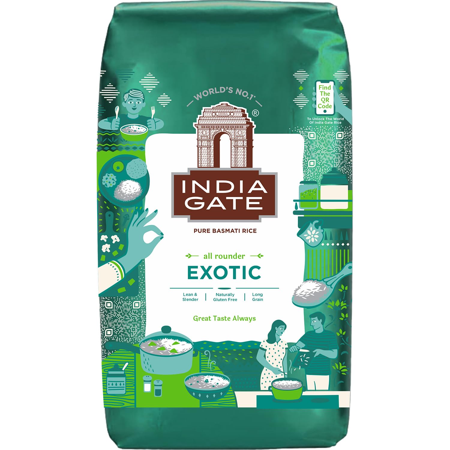 INDIA GATE Premium Basmati Reis – Feiner, aromatischer Langkornreis aus Indien, feines Langkorn (1 x 5 kg)