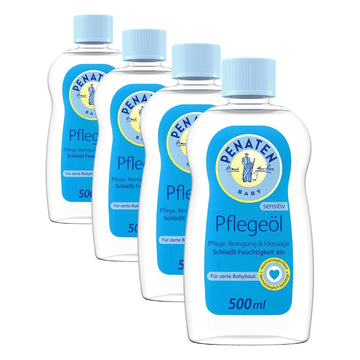 Penaten Pflegeöl 500ml, sanftes Baby Massageöl und Babyöl zur Pflege, Reinigung und Massage, ohne Parabene und Farbstoffe, für Neugeborene
