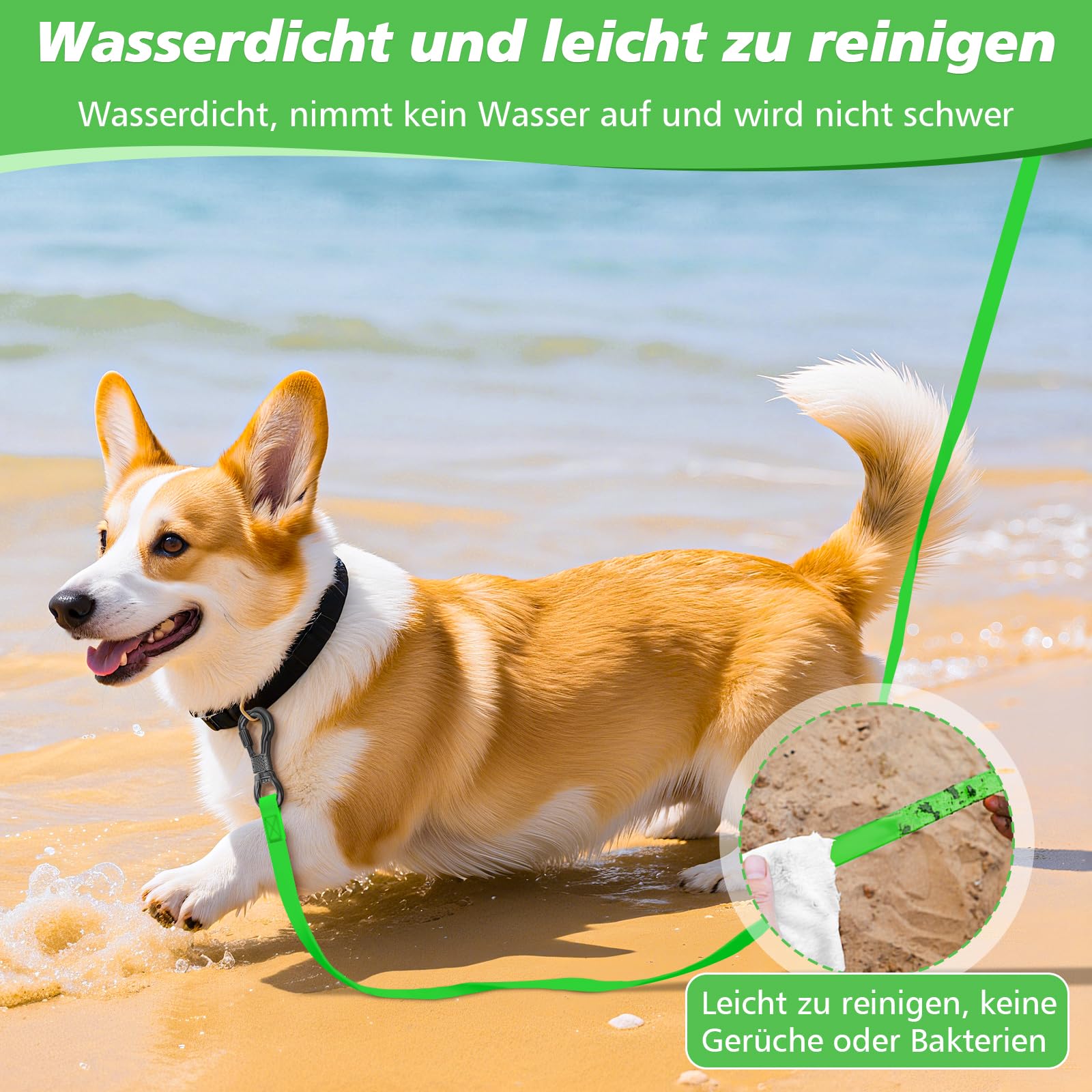X XBEN Wasserdicht Schleppleine für Hunde,3M 5M 10M 15M 20M 30M Gummierte Schleppleine mit Abschließbarer Karabine,Wasserfest Hundeleine Laufleine für Große bis Kleine Hunde,Robuste Trainingsleine