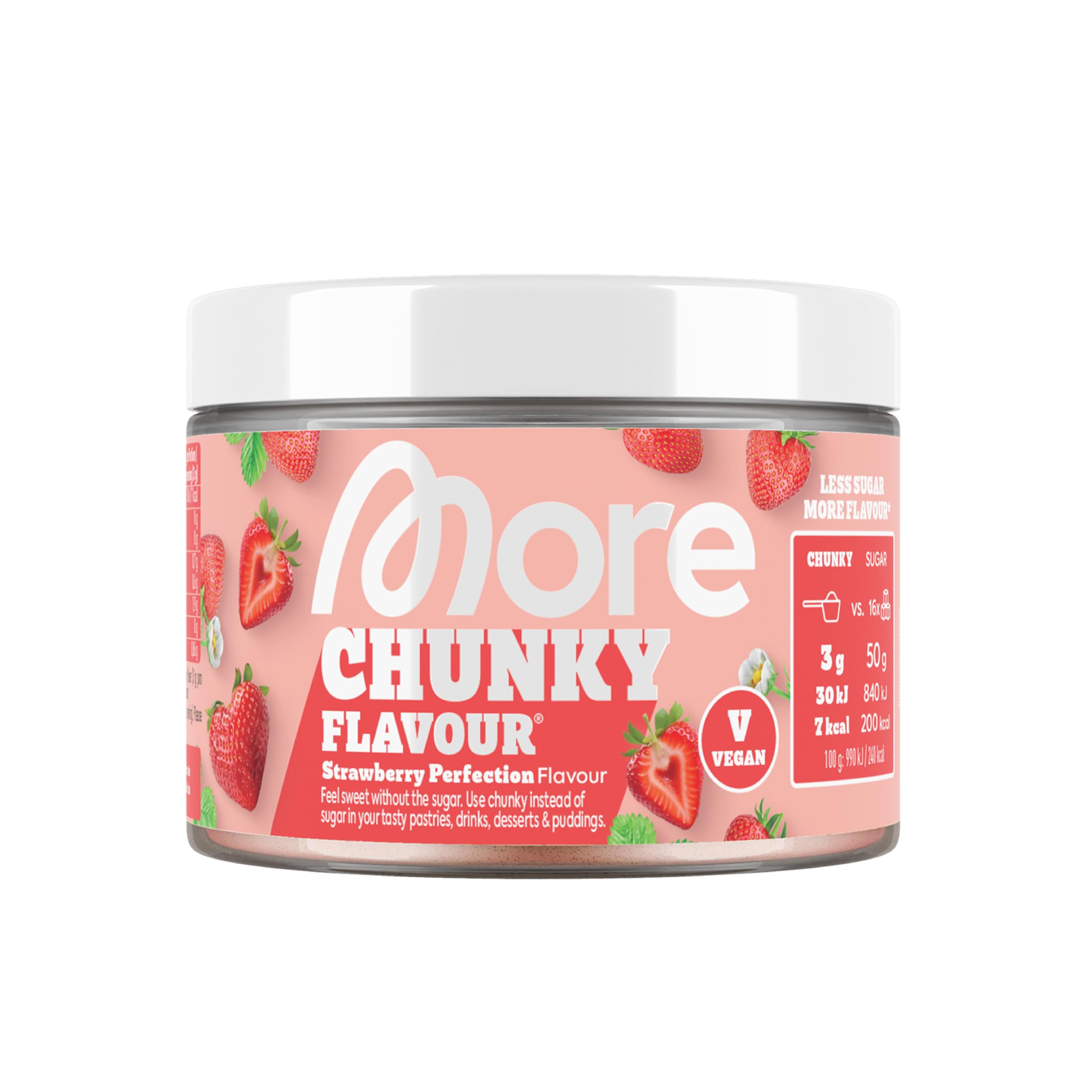 MORE Chunky Flavour, Vanilla Perfection, 150 g, vegan, Geschmackspulver zum Süßen, ohne viel Zucker und Kalorien, mit Inulin und Laktase - made in Germany