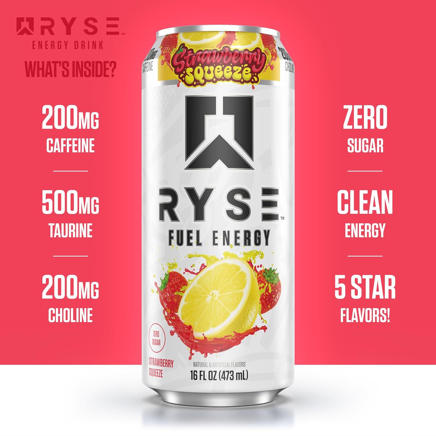 RYSE Fuel Energy Drink - Variety Pack - Sugar Free, Gluten Free & Vegan - 200mg Natural Caffeine, Taurine & Choline for Focus & Energy - No Artificial Colors - 16 fl oz Cans (12-Pack)