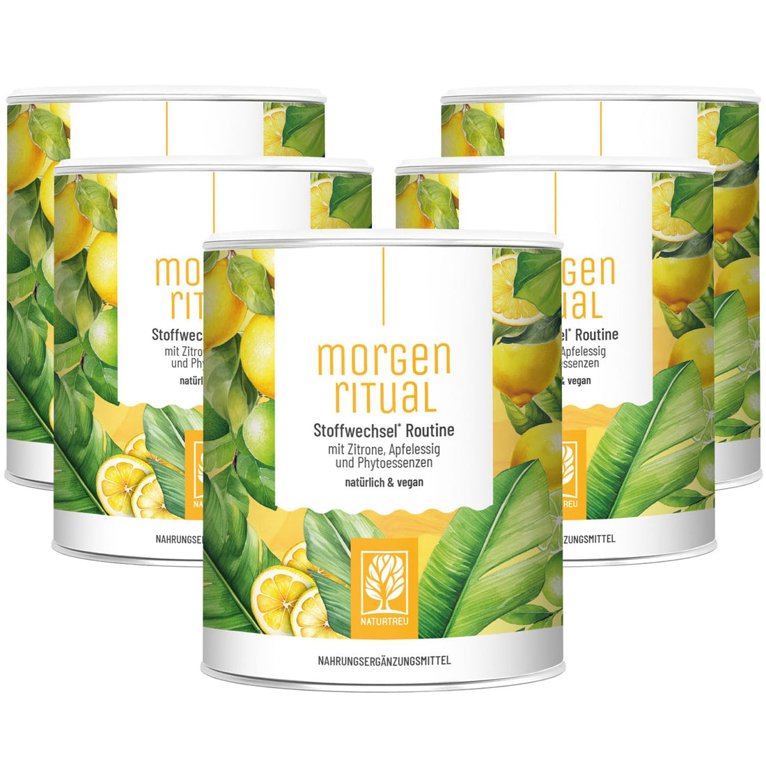NATURTREU® Morgenritual – 150 g Getränkepulver mit Zitrone, Apfelessig & Ingwer – Mit Vitamin C – Fruchtiger Drink für deine Morgenroutine – Vegan & ohne zugesetzten Zucker