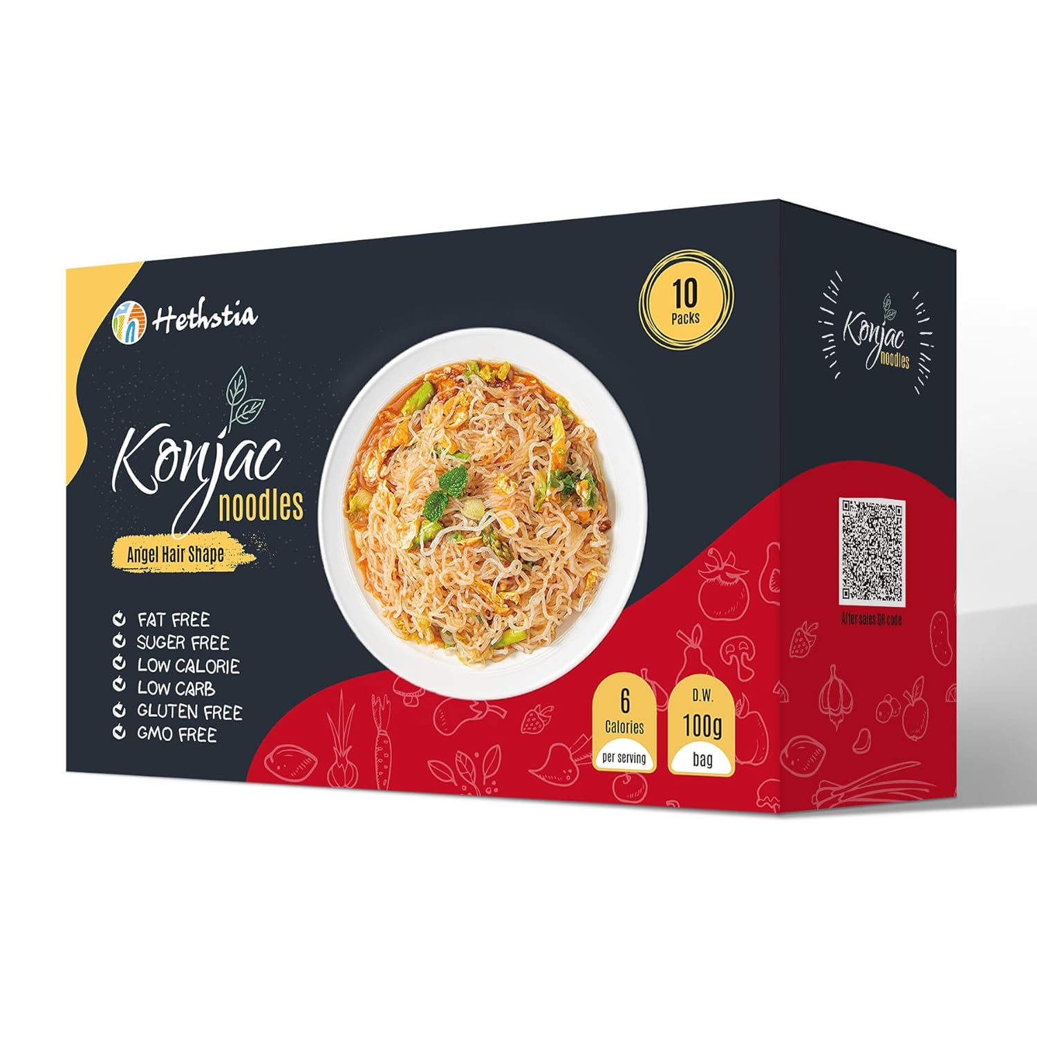 Hethstia Konjac Noodles, 10 Packs Shirataki Spaghetti - Low Carb, Low Calorie, Ready to Eat Konjac Pasta - Keto, Gluten-Free, Vegan, Fat-Free, 0 Sugar, Healthy Low Carb Pasta Substitute