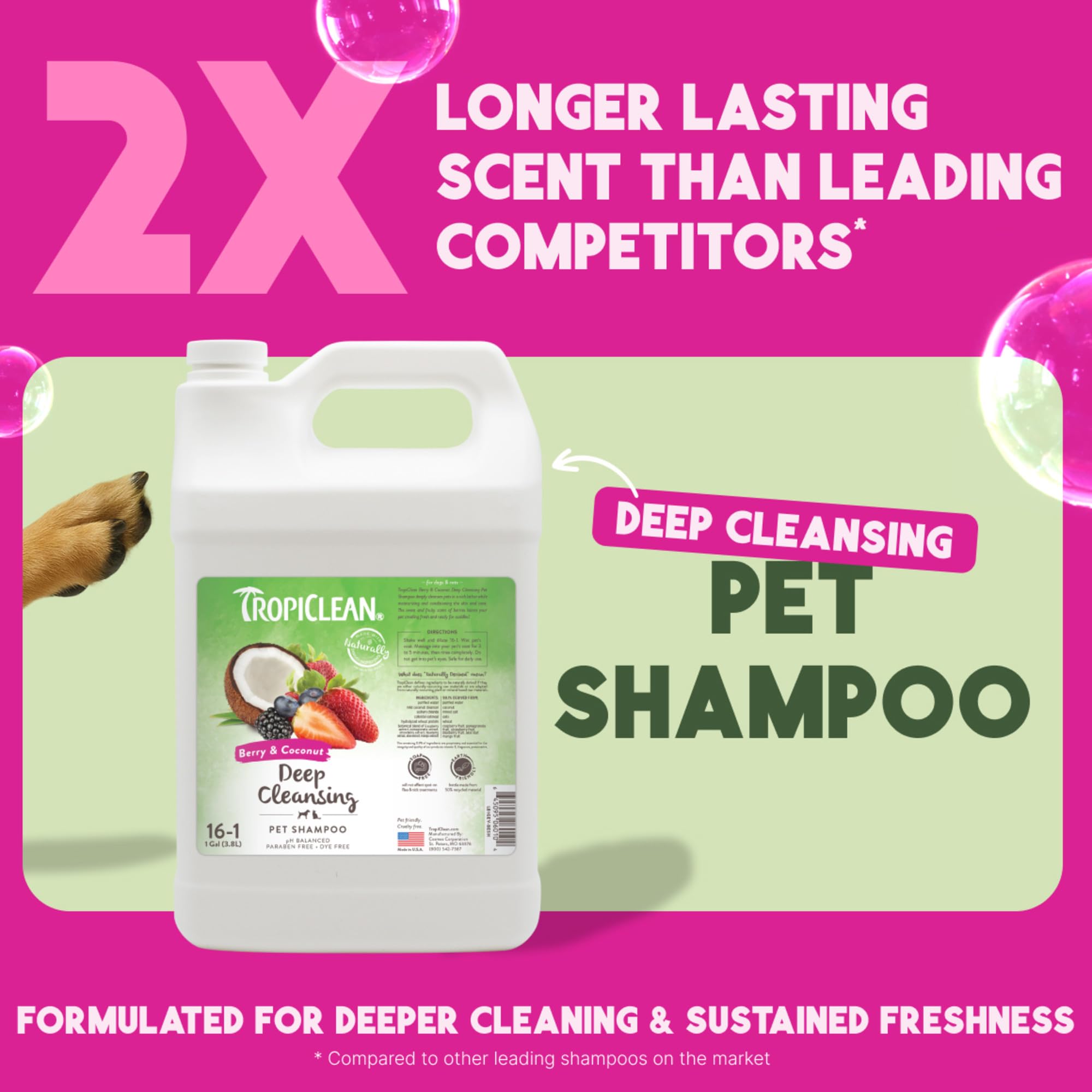 TropiClean Shampoo für Tiere - Med. Juckreizlinderung - Peelt, Befeuchtet & beruhigt trockene, juckende Haut & Fell I Für Hunde & Katzen I Parabens-, Farb- und Seifenfrei - Hafermehl & Teebaum, 3,78 L