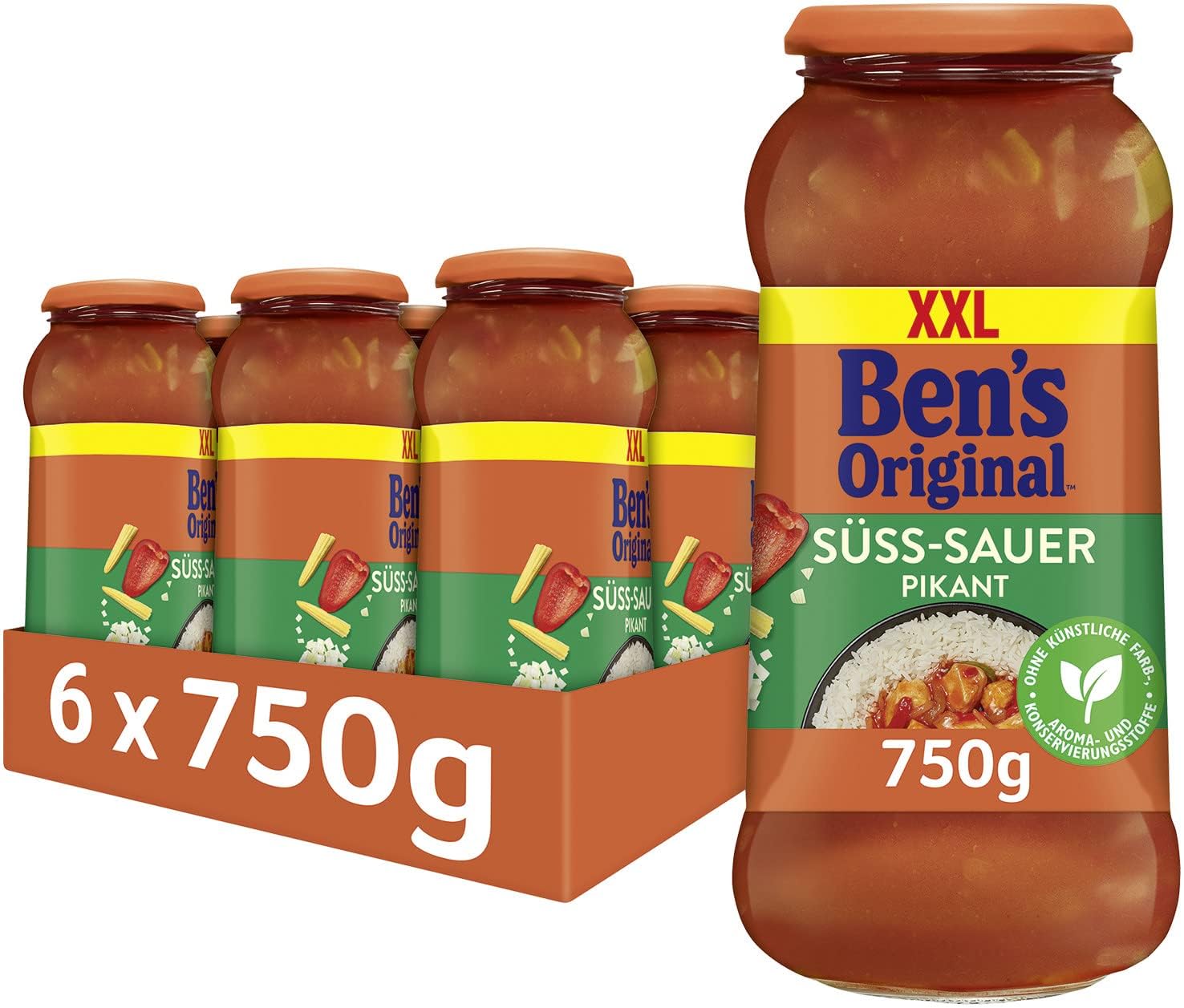 BEN’S ORIGINAL Sauce Süß-Sauer Ohne Zuckerzusatz, 6 Gläser (6 x 395 g)