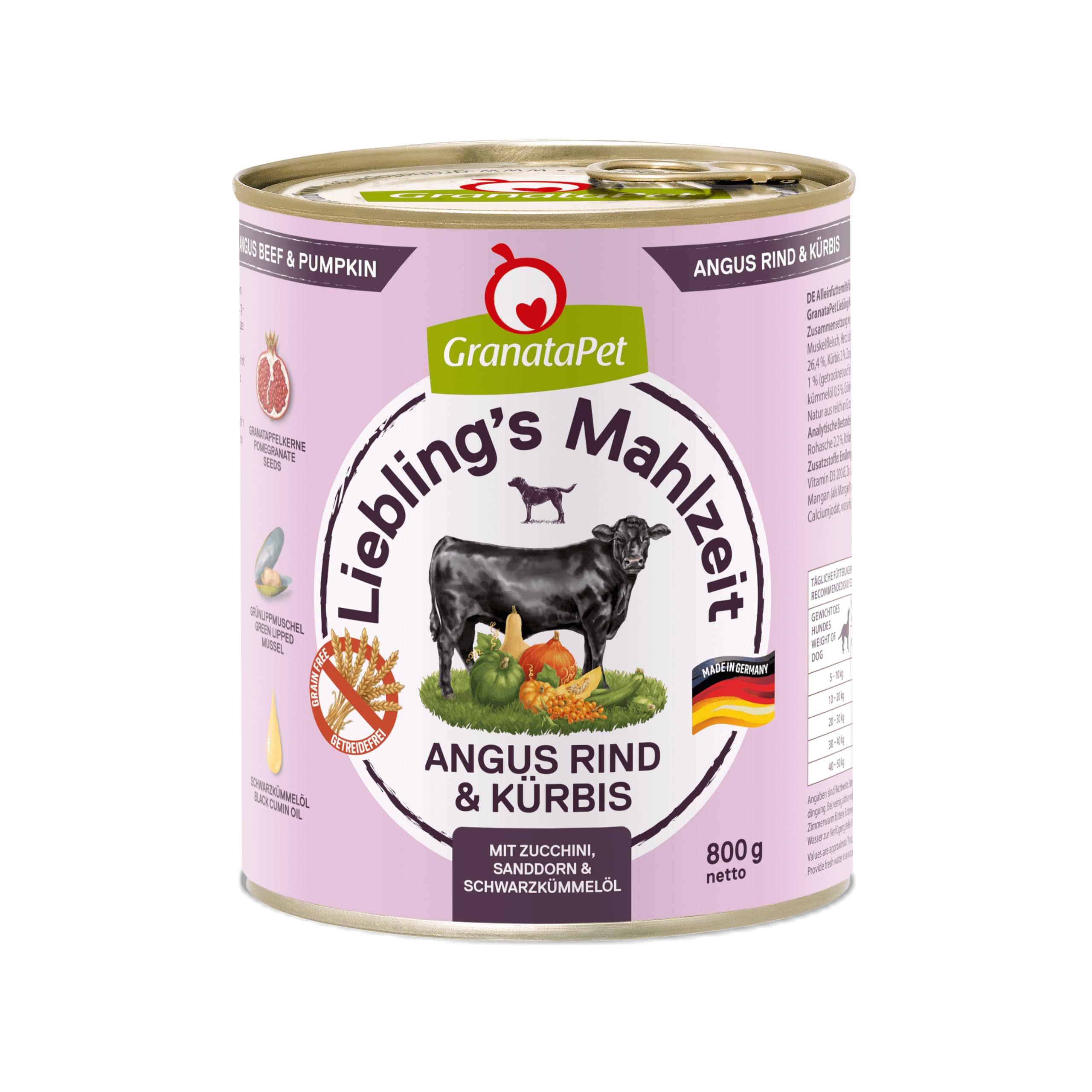 GranataPet Liebling's Mahlzeit Multipack 2, Nassfutter für Hunde im Probierpaket, Alleinfuttermittel ohne Getreide, Hundefutter mit hohem Fleischanteil & hochwertigen Ölen, 6 x 800 g