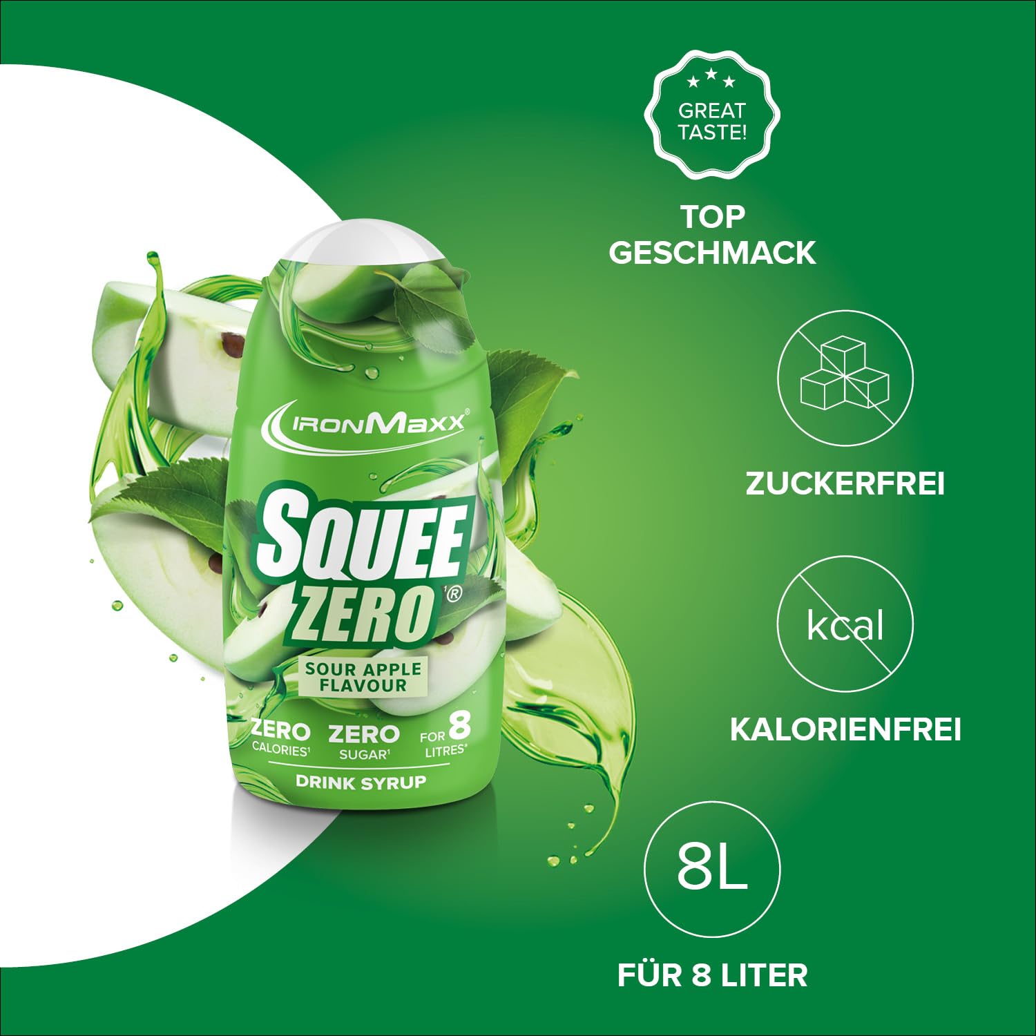 IronMaxx SqueeZero - Raspberry 65ml | Sirup, Erfrischendes Geschmackserlebnis für 8 Liter, Zuckerfrei und Kalorienfrei in 100ml verzehrfertigem Getränk