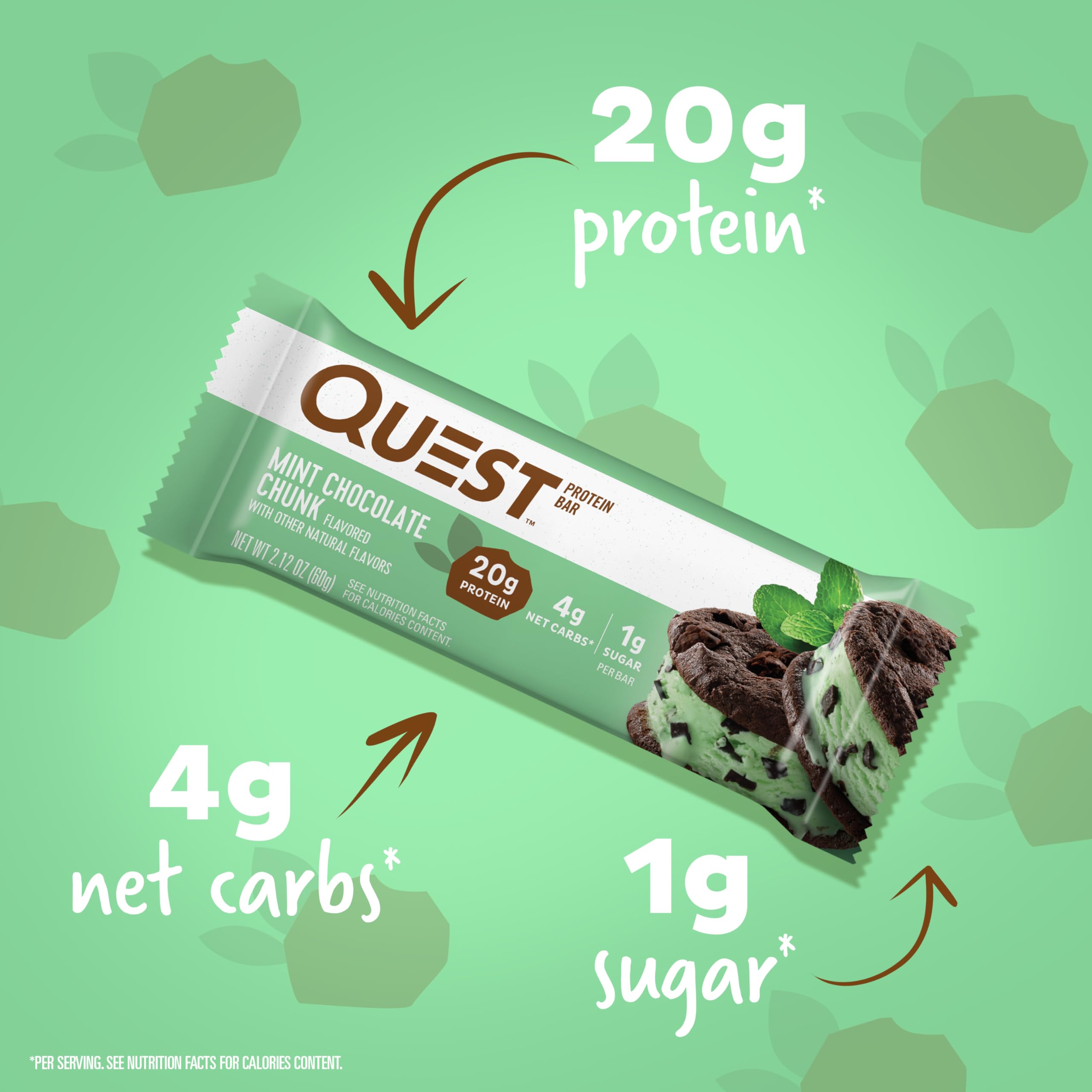 Quest Nutrition Chocolate Chip Dough Cookie Protein Bars, 21g Protein, 1g Sugar, 4g Net Carbs, High Fiber, Gluten Free, Keto-Friendly, 12 Count