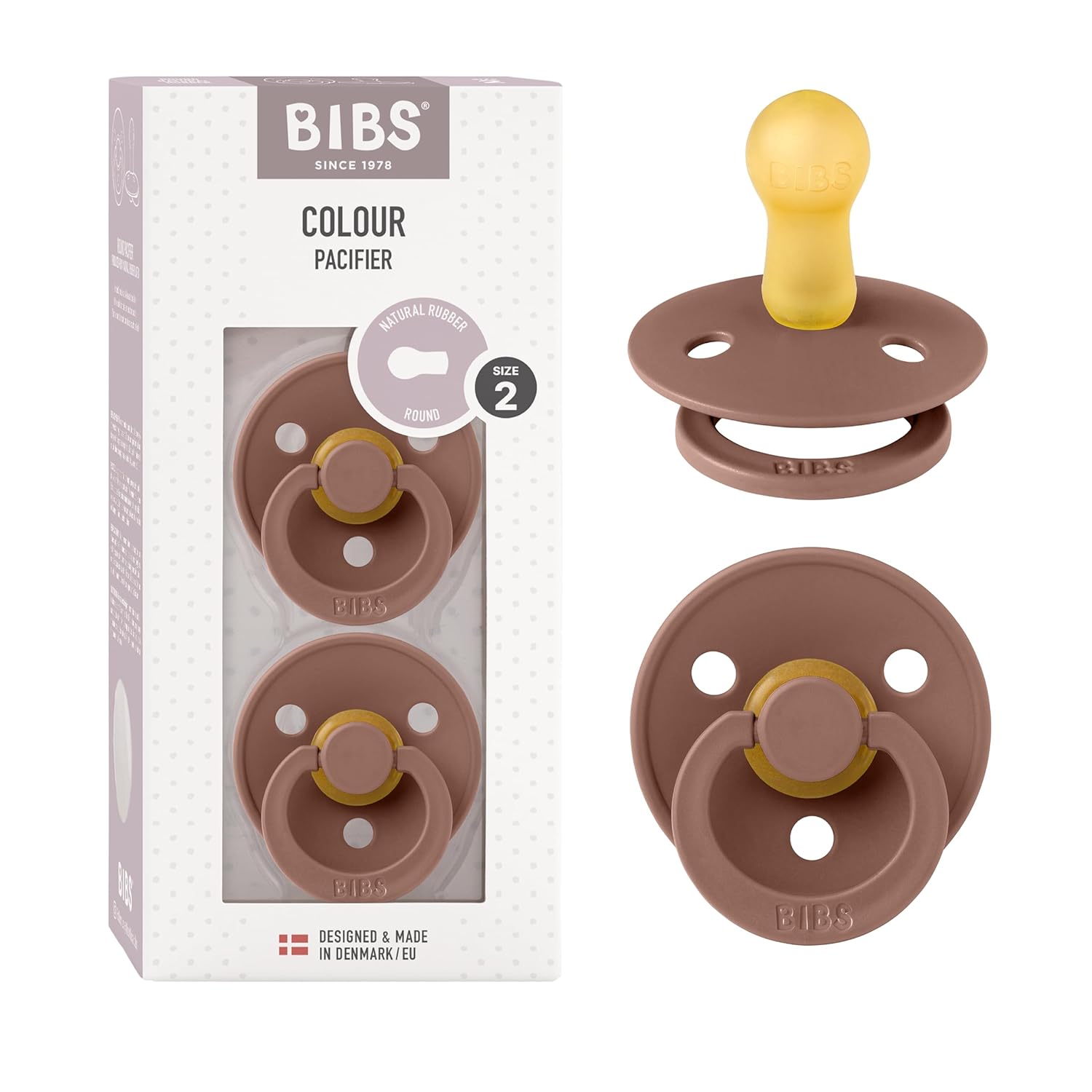 BIBS Colour Schnuller 2er-Pack, BPA-frei, Kirschform Nippel. Naturkautschuk/Latex, Hergestellt in Dänemark. Größe 1 | 0+ Monate | 2-Pack, Ivory/Sage
