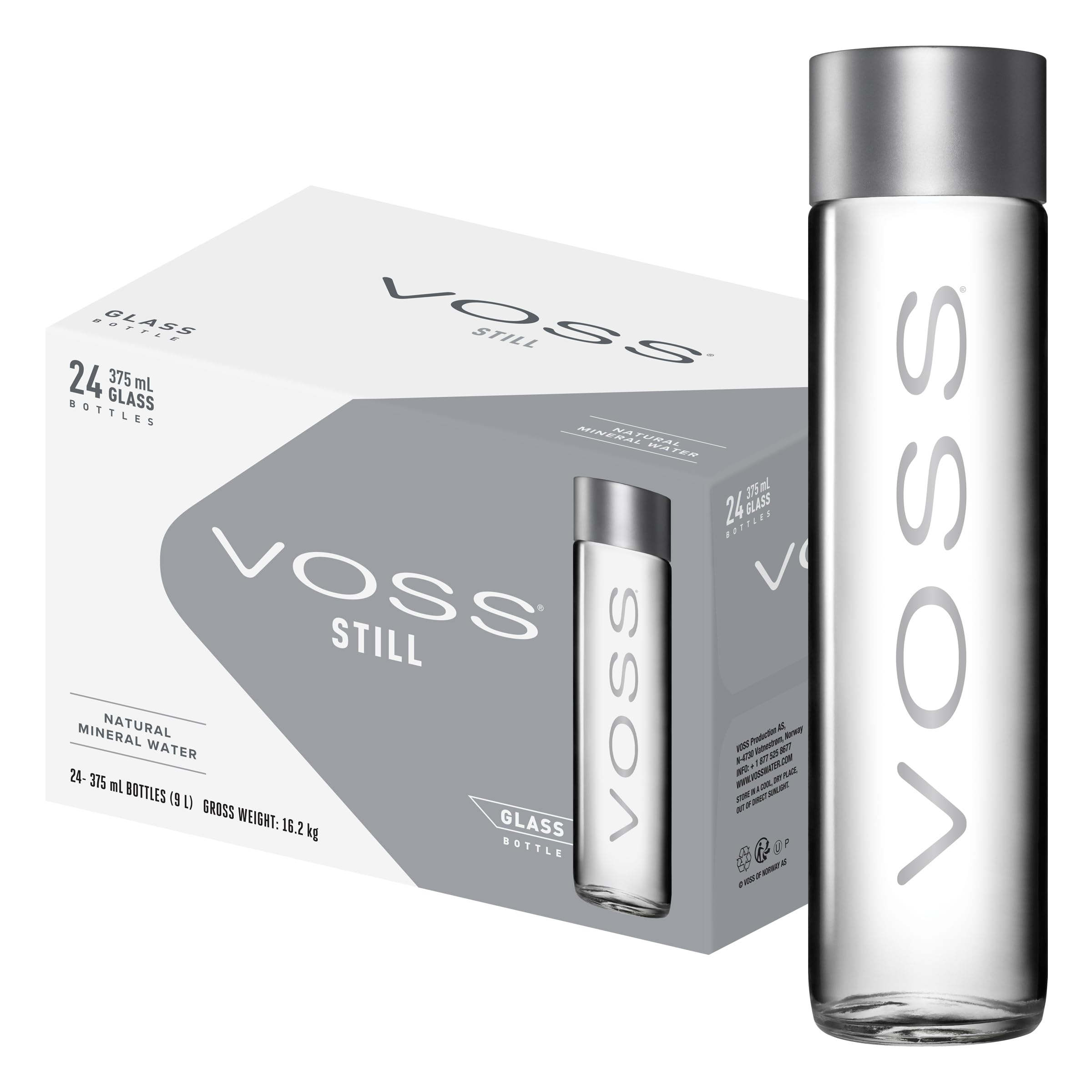 Voss STILL Gletscher Wasser in Glasflasche 0,8 Liter
