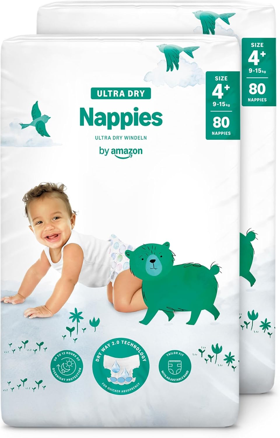 By Amazon Ultra Dry Windeln Größe 5 (10-16 kg) - MONATSBOX, Weiß, 152 Stück (2 Packungen mit 76) (Früher Unter Der Marke Mama Bear, Identisches Produkt)