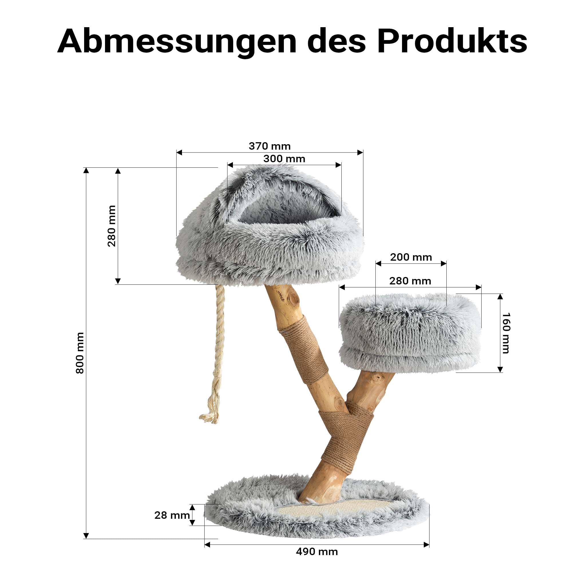 Fudajo Designer Kratzbaum mit Hängeliege, Katzenkratzbaum 59 x 59 x 169 cm, Katzenbaum bis max. 15 kg mit Sisal und Plüsch, Katzenmöbel mit 3 Etagen