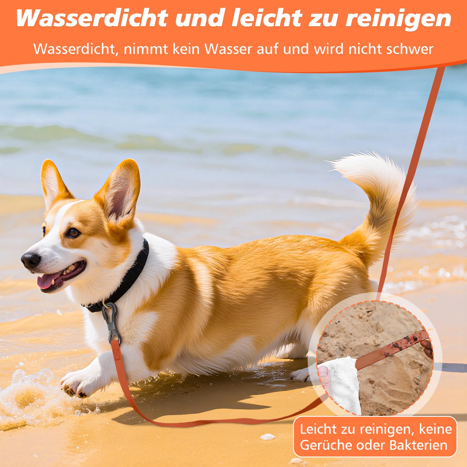 X XBEN Wasserdicht Schleppleine für Hunde,3M 5M 10M 15M 20M 30M Gummierte Schleppleine mit Abschließbarer Karabine,Wasserfest Hundeleine Laufleine für Große bis Kleine Hunde,Robuste Trainingsleine
