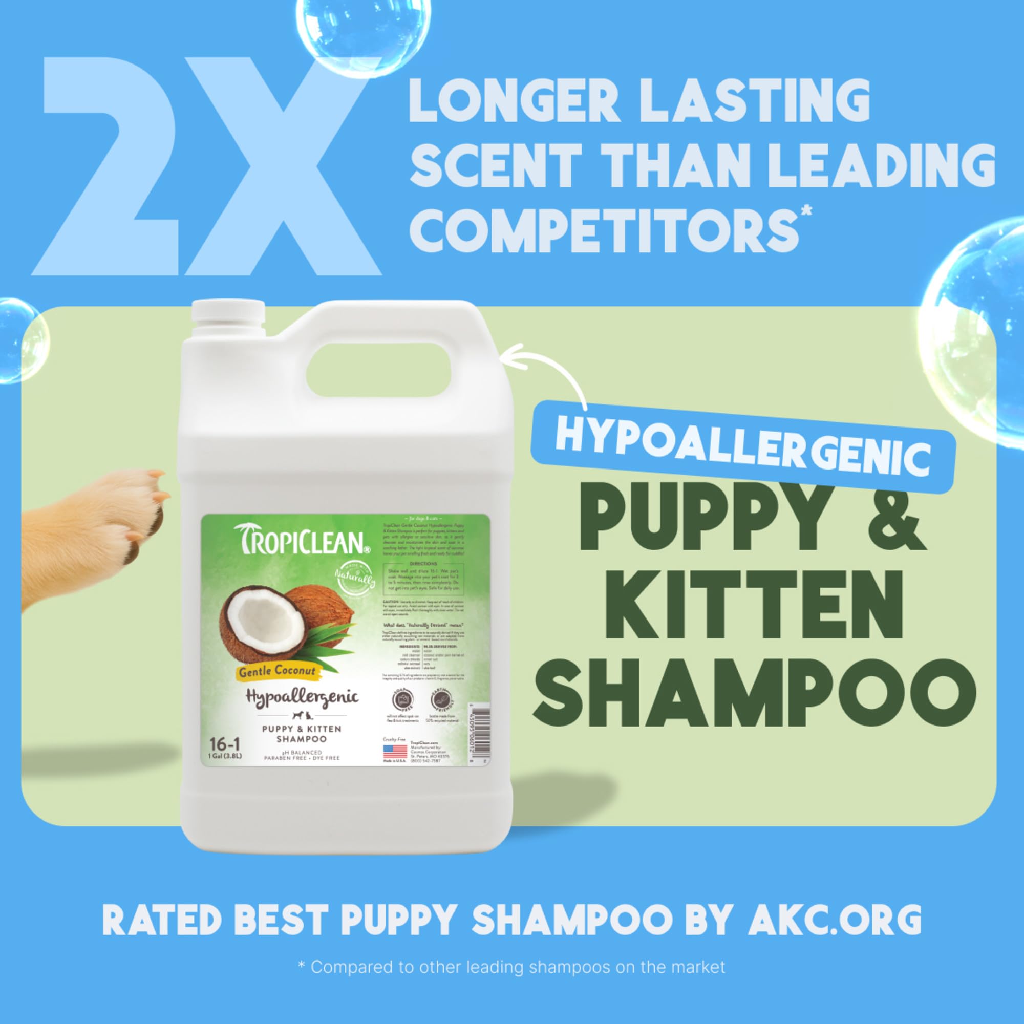 TropiClean Shampoo für Tiere - Med. Juckreizlinderung - Peelt, Befeuchtet & beruhigt trockene, juckende Haut & Fell I Für Hunde & Katzen I Parabens-, Farb- und Seifenfrei - Hafermehl & Teebaum, 3,78 L