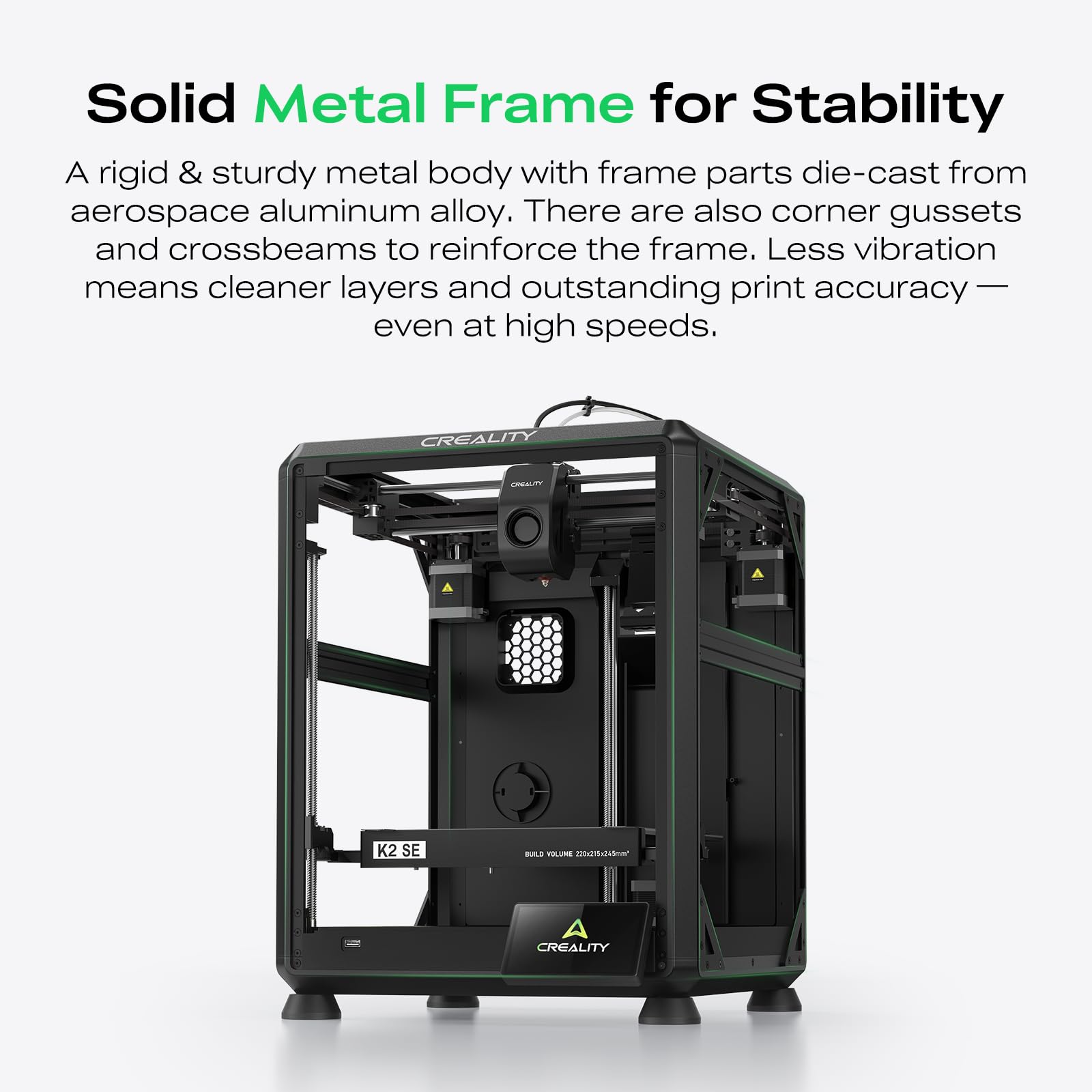 Creality K2 SE 3D Printer, Support Multicolor Printing Needs CFS, 500mm/s High-Speed Printing, Auto Leveling, Vibration Control, Compact Desktop Upgrate 3D Printer, Print Size 220x215x245mm