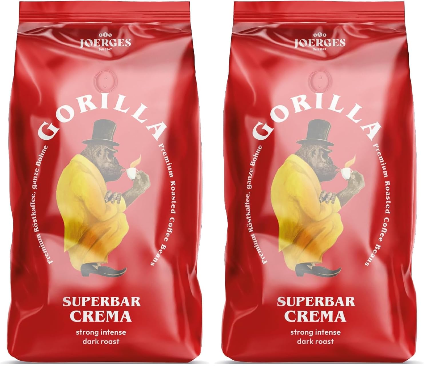 Joerges Gorilla Super Bar Crema Kaffeebohnen 1 kg Vollmundiger Geschmack, intensives Aroma in jeder Tasse