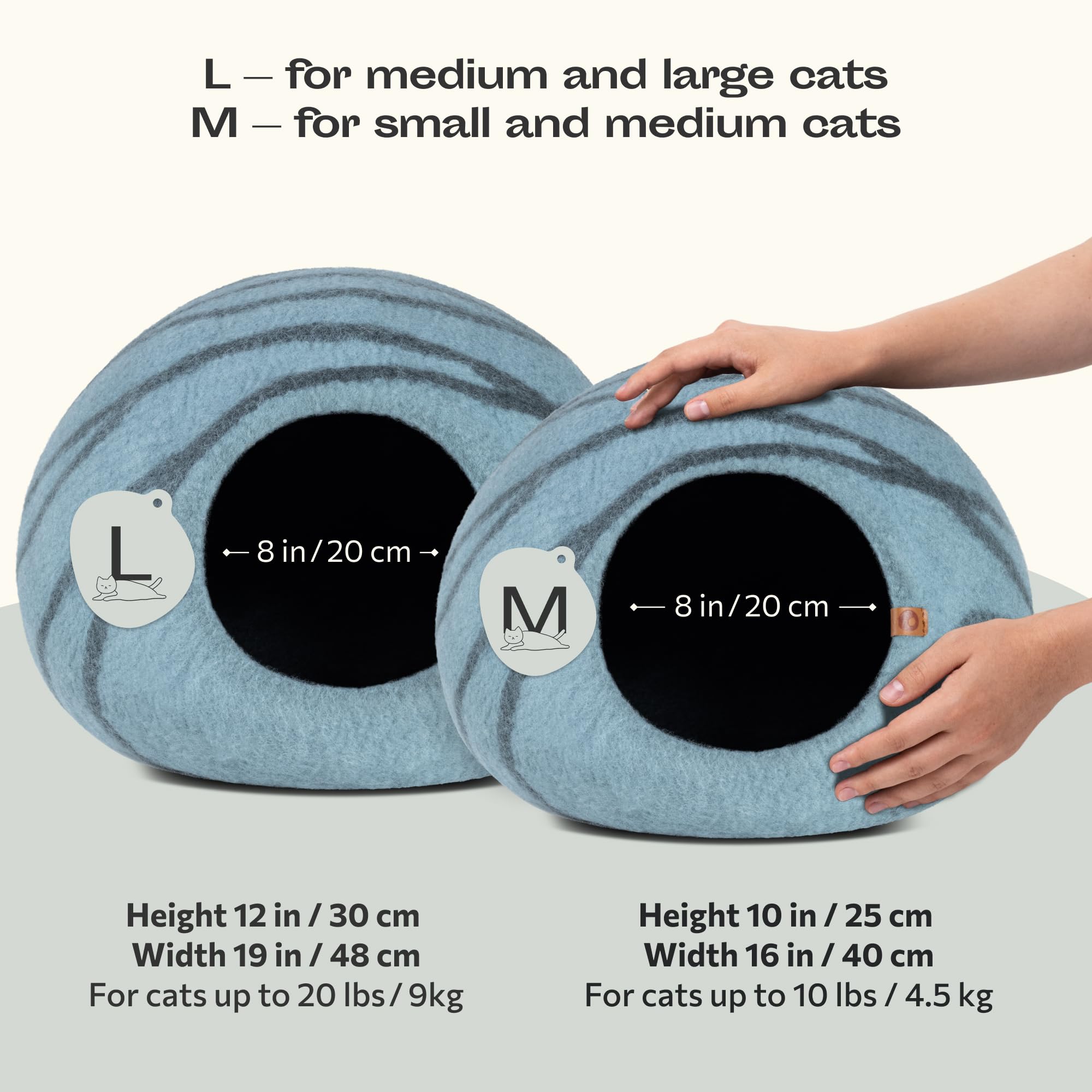 MEOWFIA Katzenbett aus Merinowolle – Handgefilztes, Umweltfreundliches Katzenbett für Katzen & Kätzchen – Weiches Schlafbett, Warm im Winter & Kühl im Sommer, Stilvolles Design