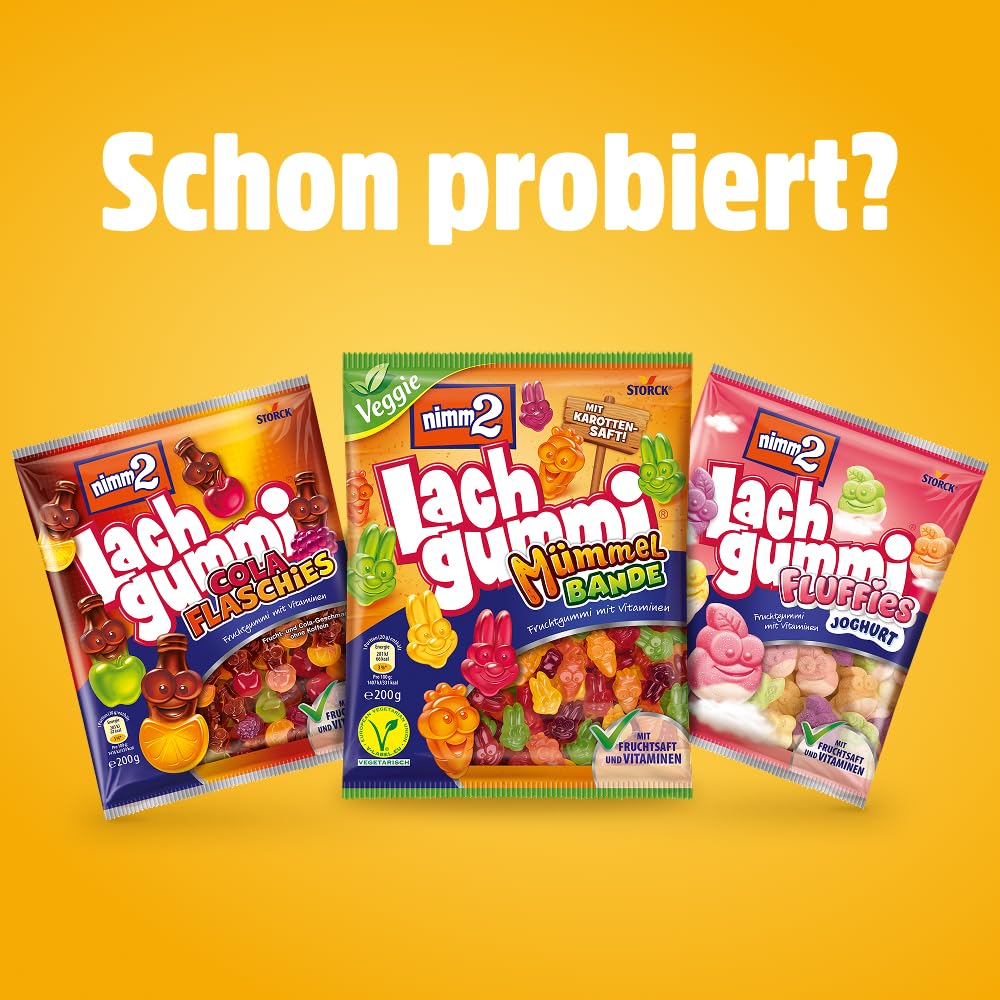 nimm2 Lachgummi Happies – 1 x 325 g – Fruchtgummis mit Fruchtsaft und Vitaminen – Süßigkeit in sechs Geschmacksrichtungen