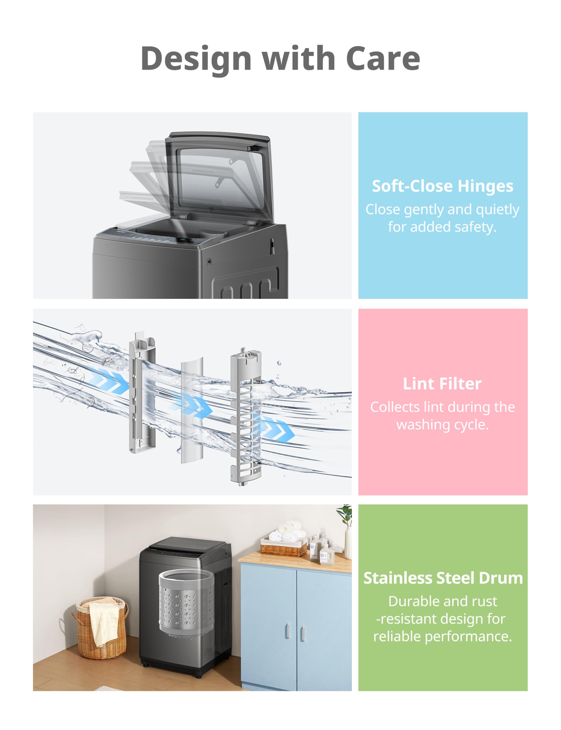 COMFEE' Portable Washing Machine, 0.9 cu.ft Compact Washer With LED Display, 5 Wash Cycles, 2 Built-in Rollers, Space Saving Full-Automatic Washer