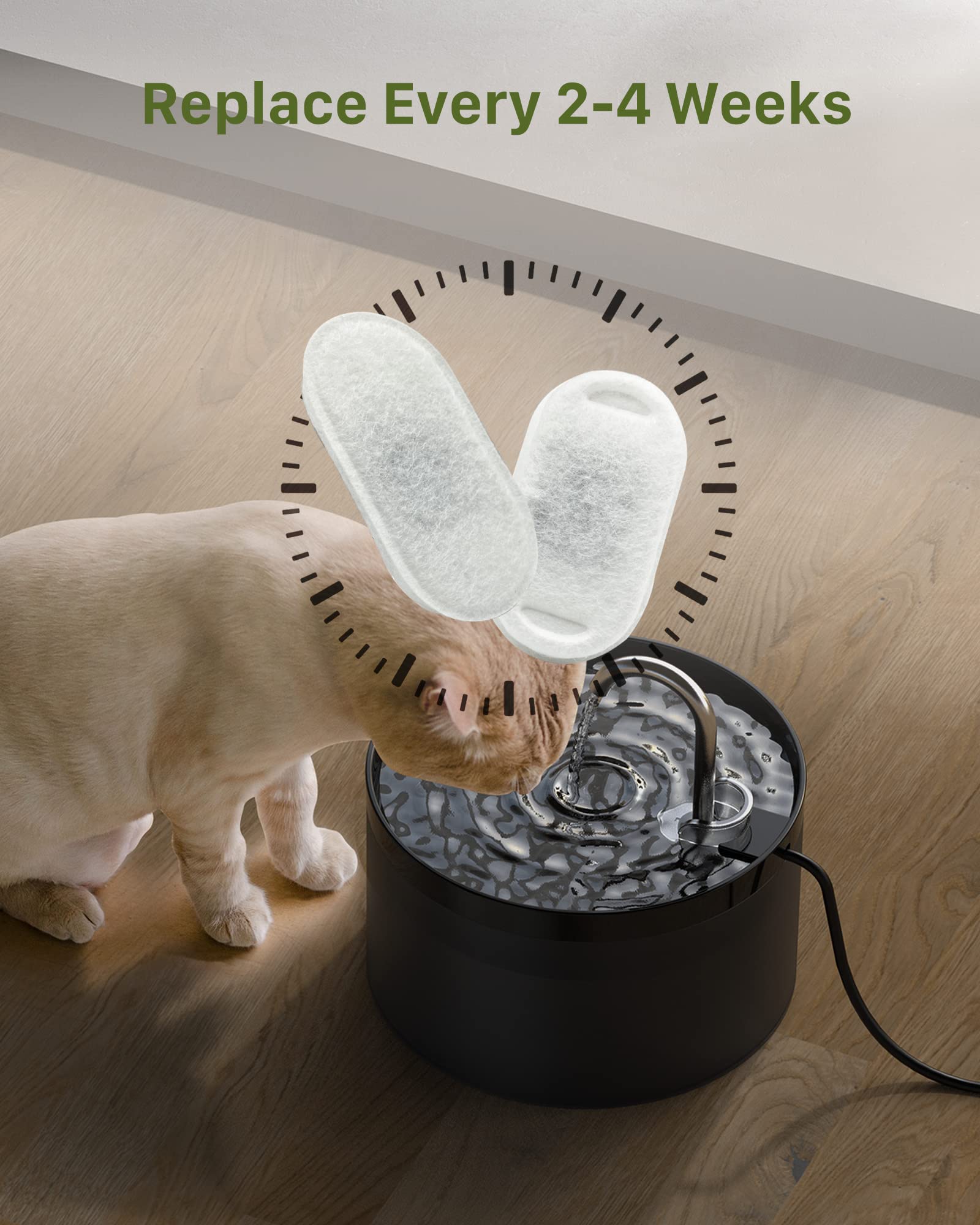 GIOTOHUN Katzenbrunnen Trinkbrunnen für Katze: 2L Katzenbrunnen für Katzen - Katzen Trinkbrunnen Super Silent - Eingebautes LED Licht - Aktivkohlefilter - Durchsichtiger Wassertank - Schwarz