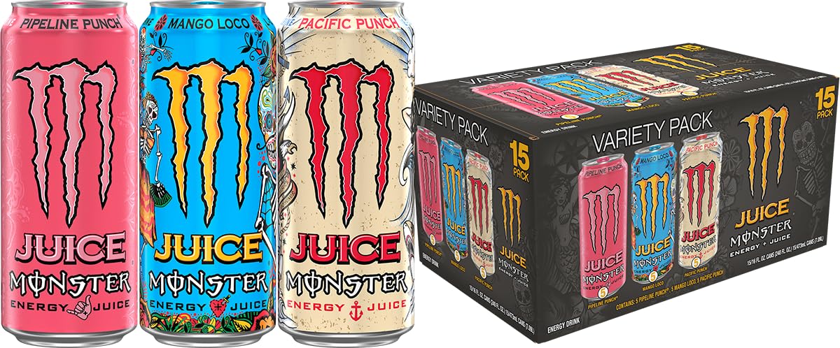 Monster Energy, Lo-Carb Monster, Low Carb Energy Drink, 16 Ounce | Pack of 15