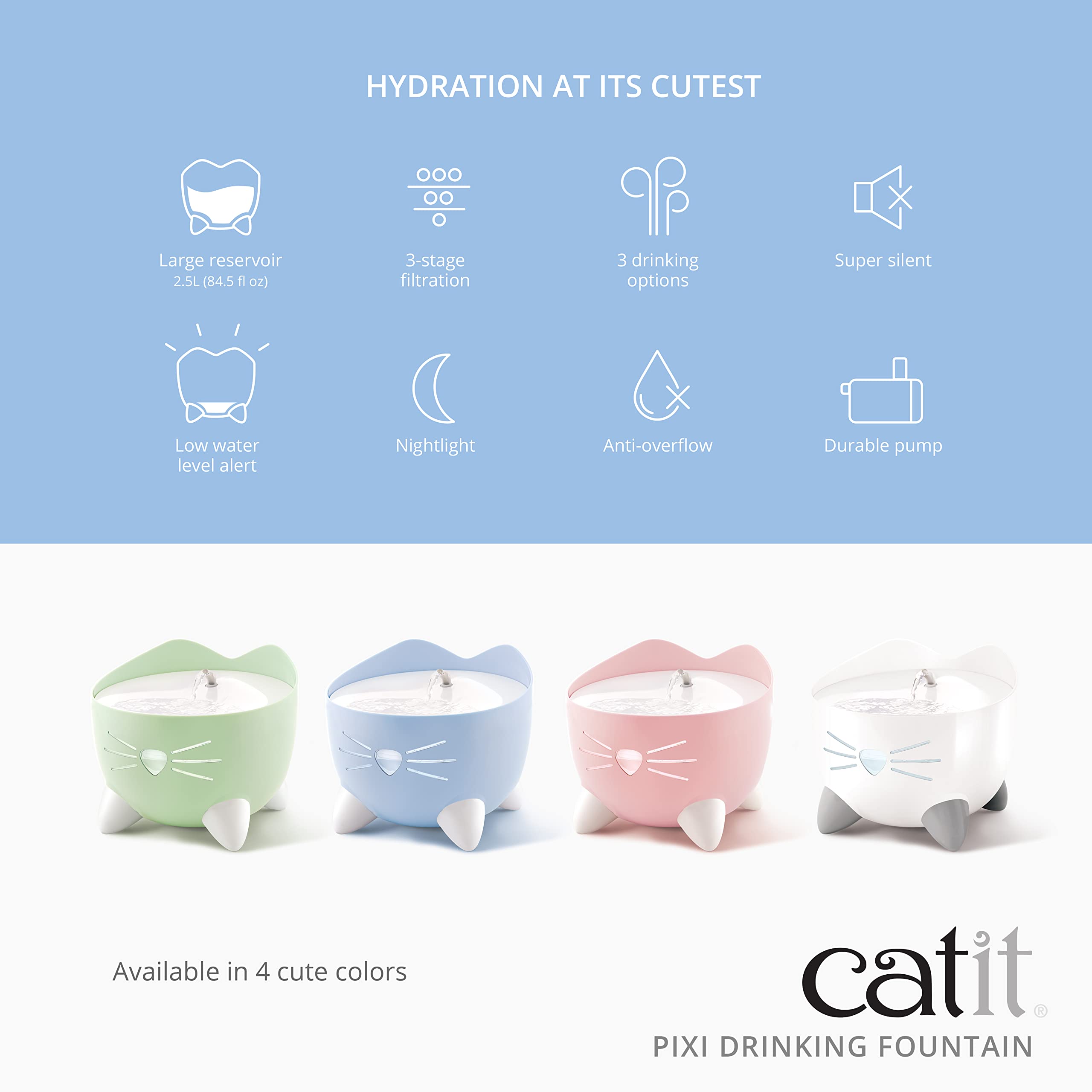 Catit Pixi Trinkbrunnen für Katzen, Weiß, 1 Stück (1er Pack)