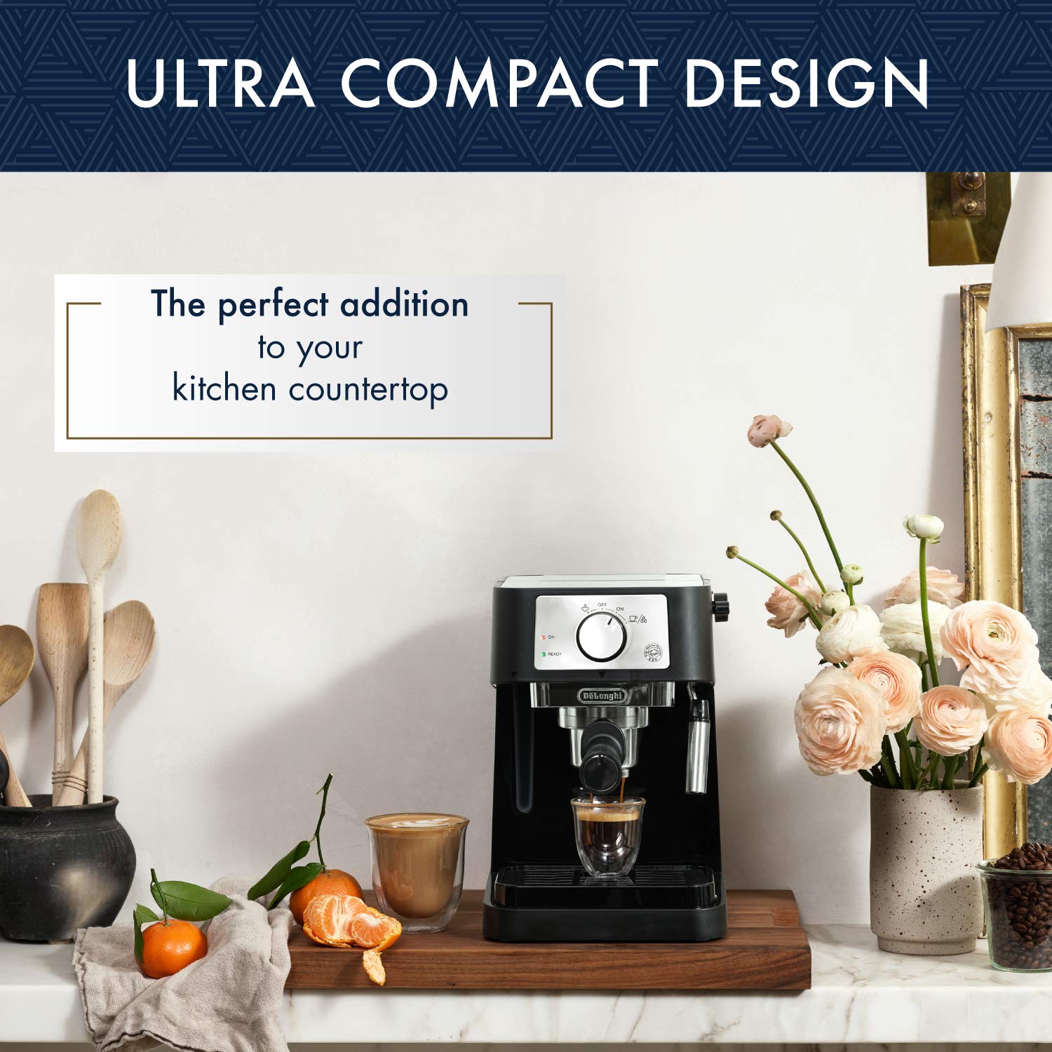 De'Longhi UPGRADED All-in-One Combination Coffee Maker & Espresso Machine + Advanced Adjustable Milk Frother for Cappuccino & Latte + Glass Coffee Pot 10-Cup, COM532M black